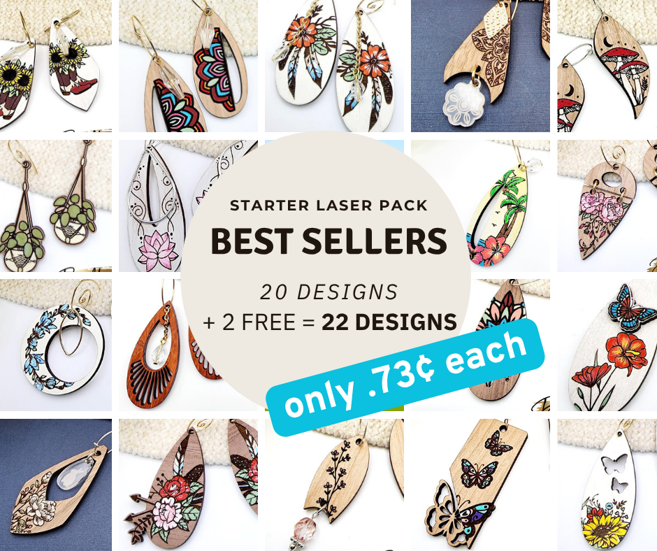 Plant Hanging Basket Gardner Laser Cut Engraved Earrings, Digital File Download, SVG DXF, Glowforge Ready, Commercial Use