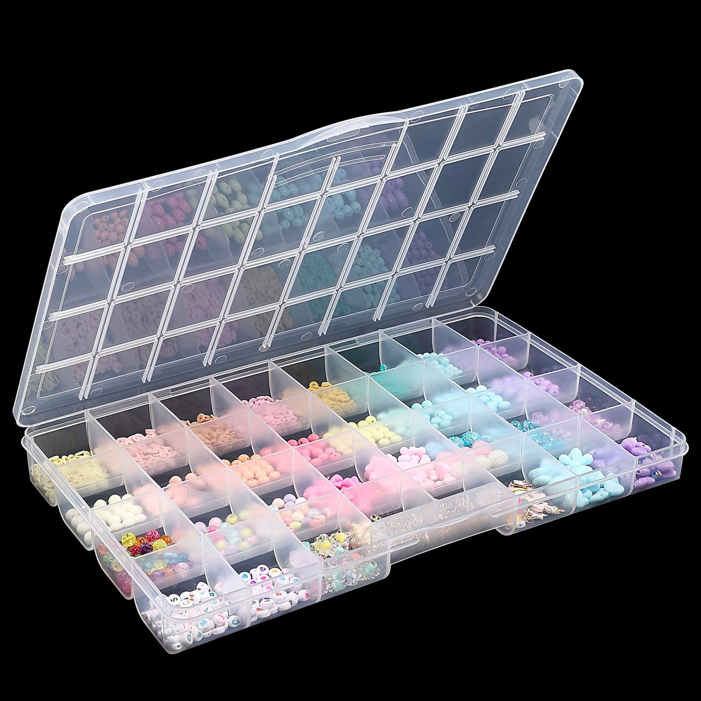 Udefineit 2 Pack 32 Grids Large Plastic Organizer Boxes with Dividers, Transparent Craft Storage Container Case, Bead Storage Organizer, Clear Storage Box for Nail Jewelry Fishing Tackle Snack Diamond