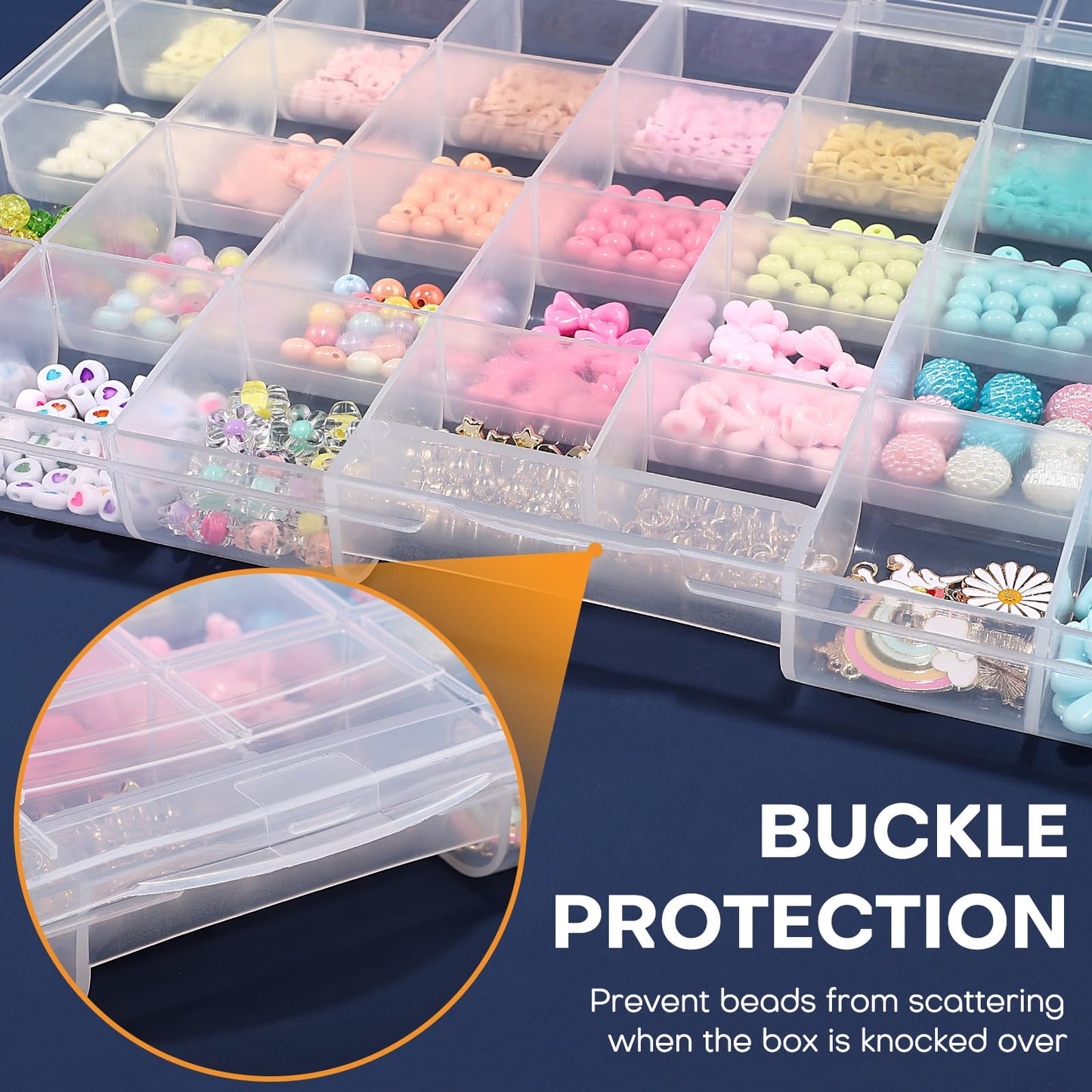 Udefineit 2 Pack 32 Grids Large Plastic Organizer Boxes with Dividers, Transparent Craft Storage Container Case, Bead Storage Organizer, Clear Storage Box for Nail Jewelry Fishing Tackle Snack Diamond