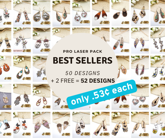 Pro Laser Earring SVG Bundle (50 pieces +2 Free)
