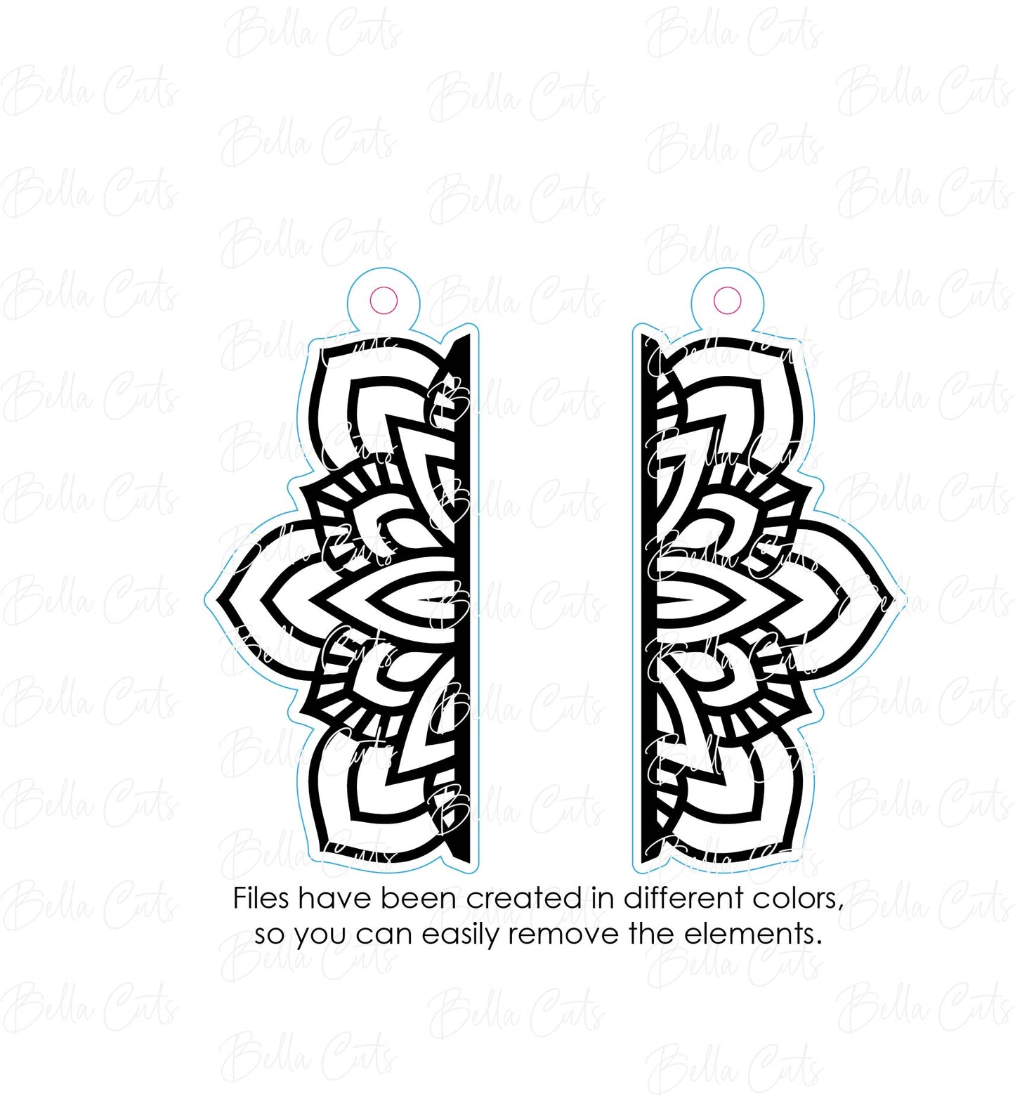 Mandala Dangle Laser Cut Engraved Earrings, Digital File Download, SVG DXF, Glowforge Ready, Commercial Use #220