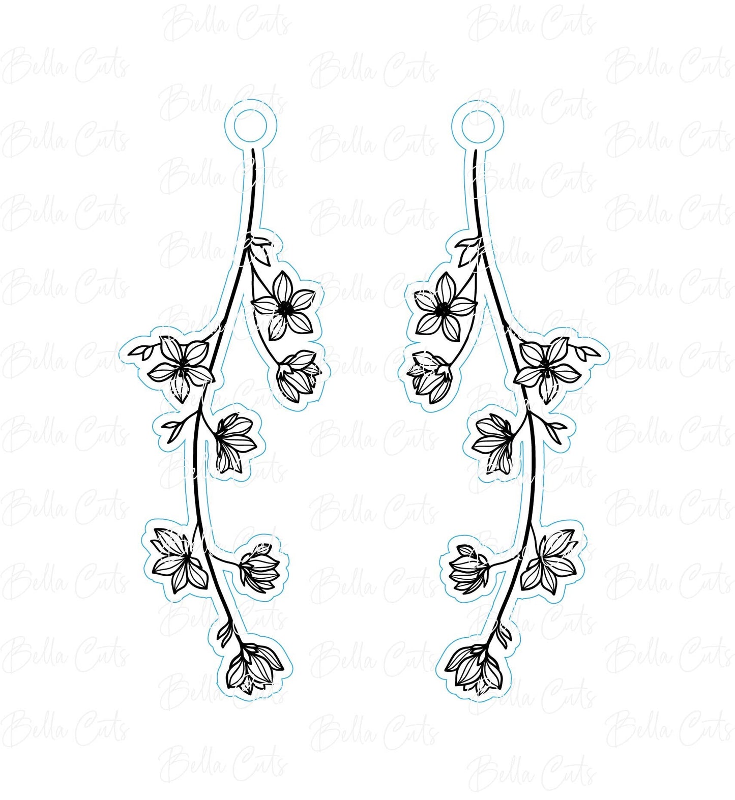 Floral Branch Laser Engraved Earrings Digital File Download, SVG DXF, Glowforge Ready, Commercial Use