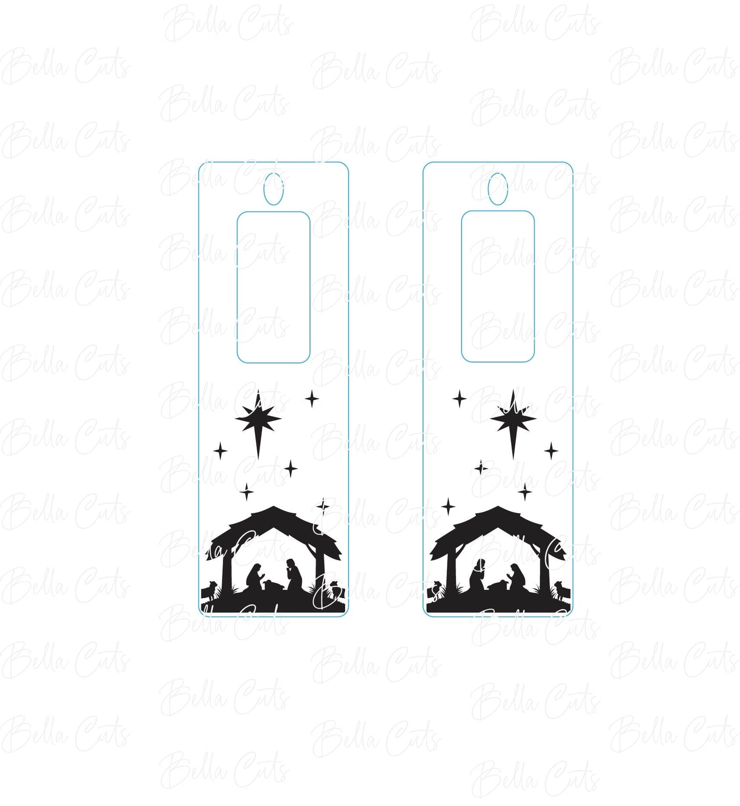 Nativity Jesus Manger Laser Engraved Earrings Digital File Download, SVG DXF, Glowforge Ready, Commercial Use