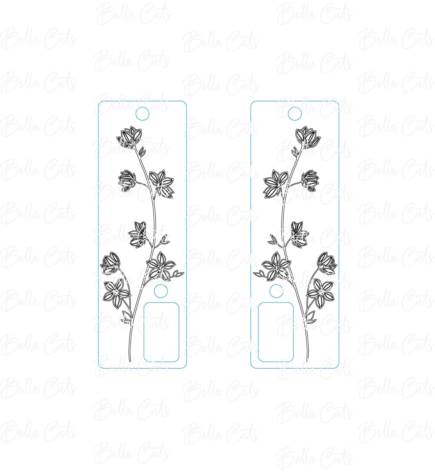 Cherry Blossom Laser Engraved Earrings Digital File Download, SVG DXF, Glowforge Ready, Commercial Use
