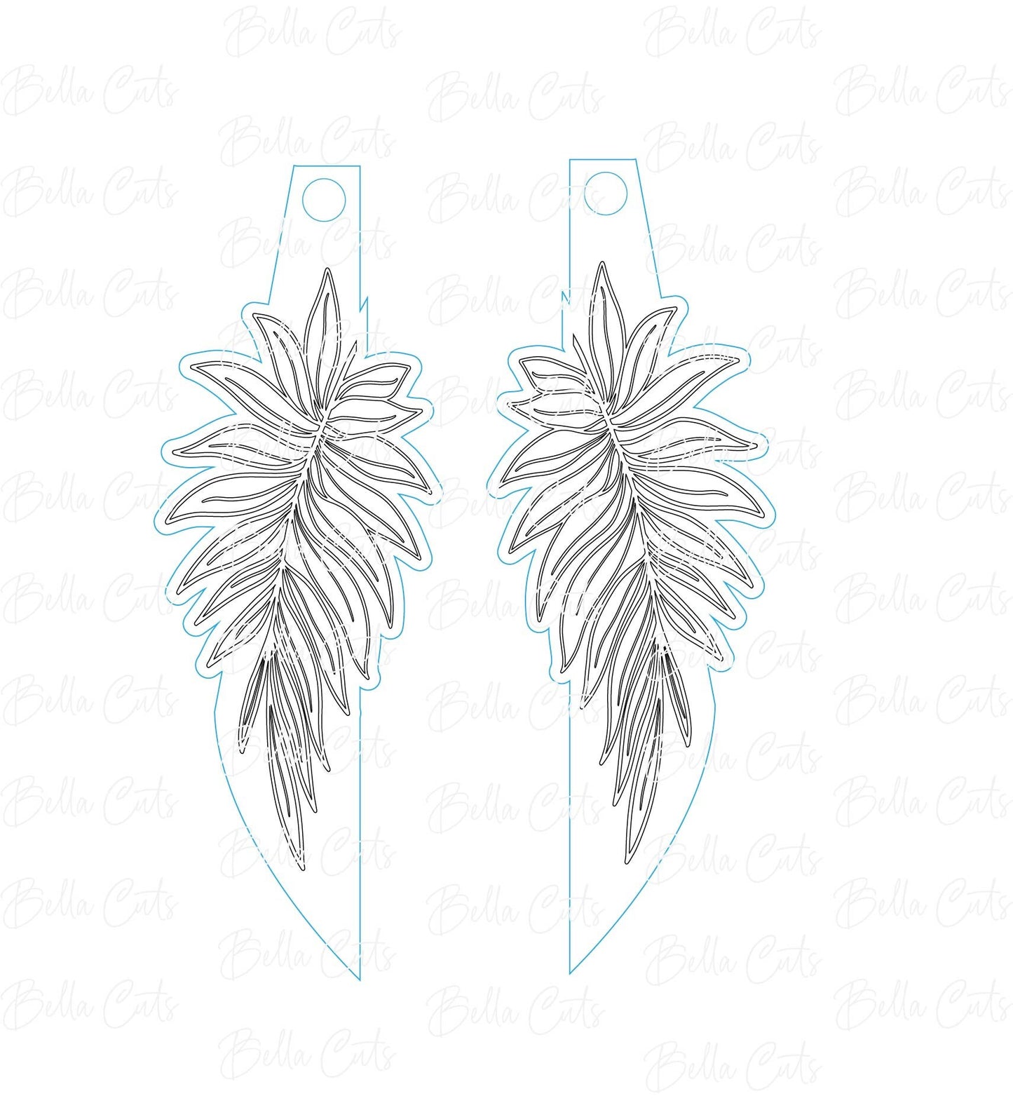 Tropical Palm Leaf Laser Engraved Earrings Digital File Download, SVG DXF, Glowforge Ready, Commercial Use