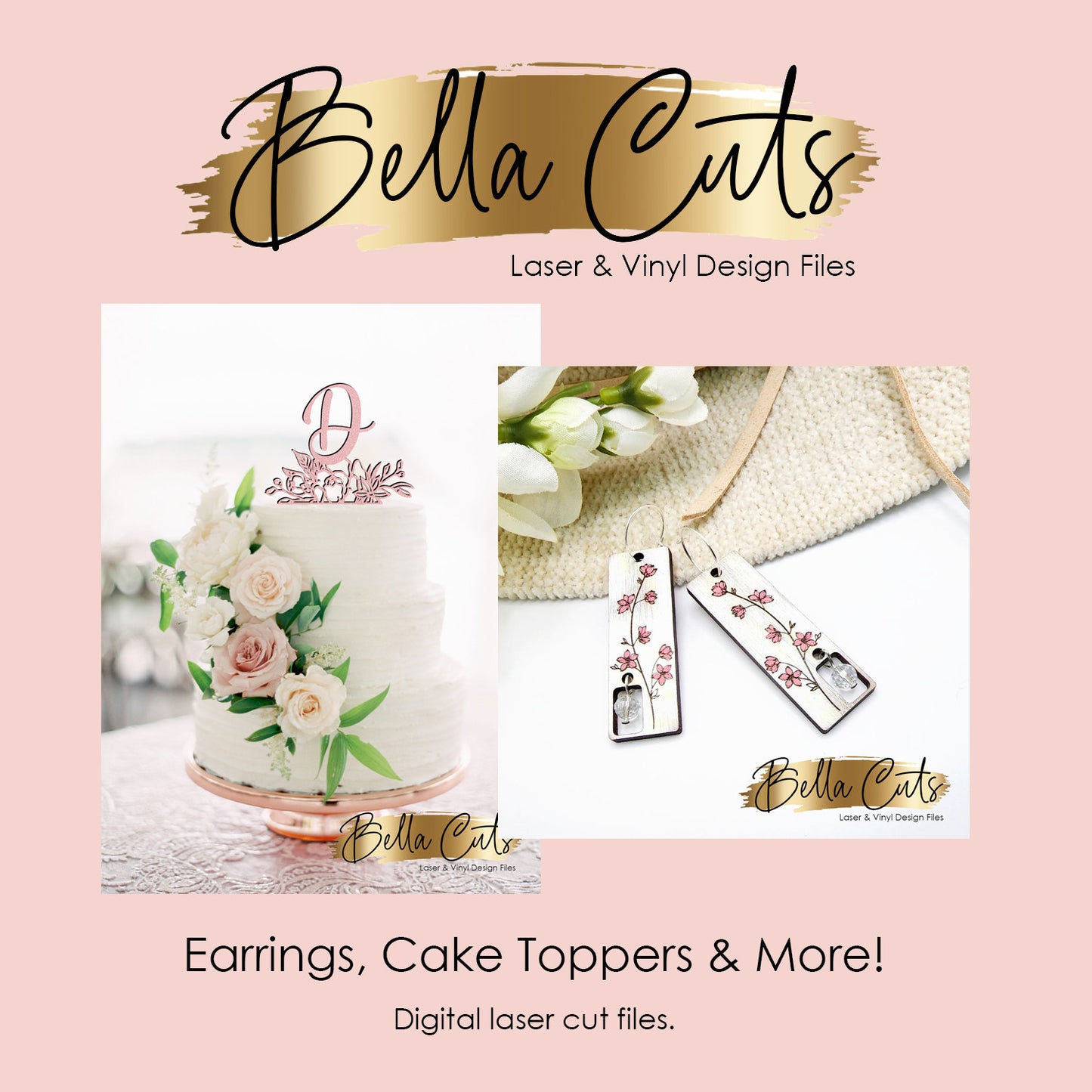 Script B Cake Topper, Laser Engraved Cut Digital File Download, SVG DXF, Glowforge Ready, Commercial Use