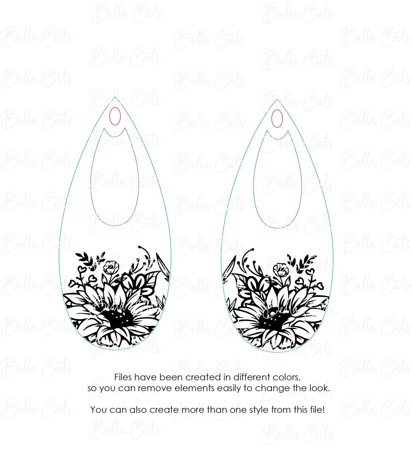 Sunflower Laser Engraved Earrings Digital Download, Laser Cut, SVG DXF, Glowforge Ready, Commercial Use