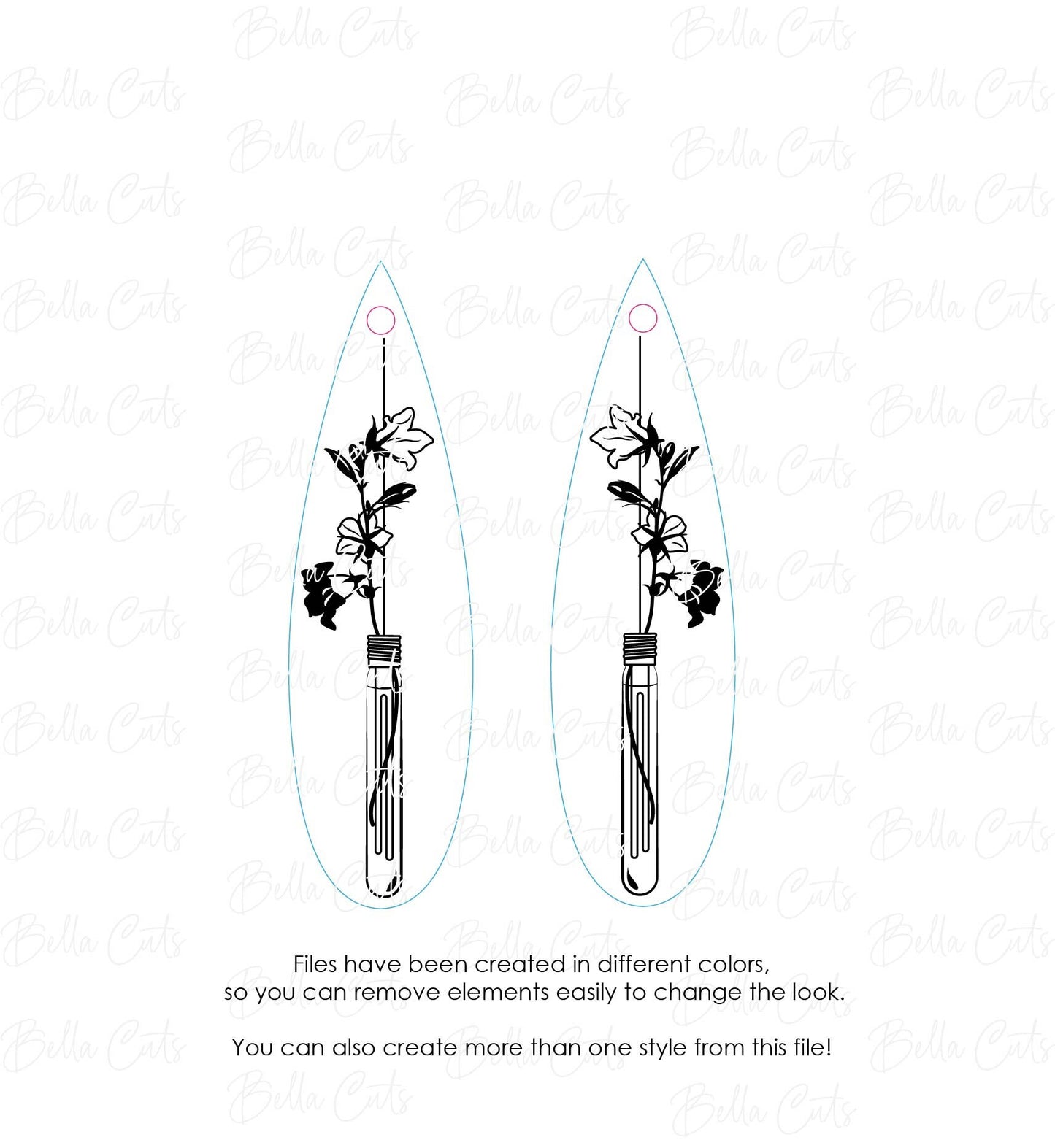 Unique Lightbulb Floral Lavender Laser Cut Engraved Earrings, Digital File Download, SVG DXF, Glowforge Ready, Commercial Use