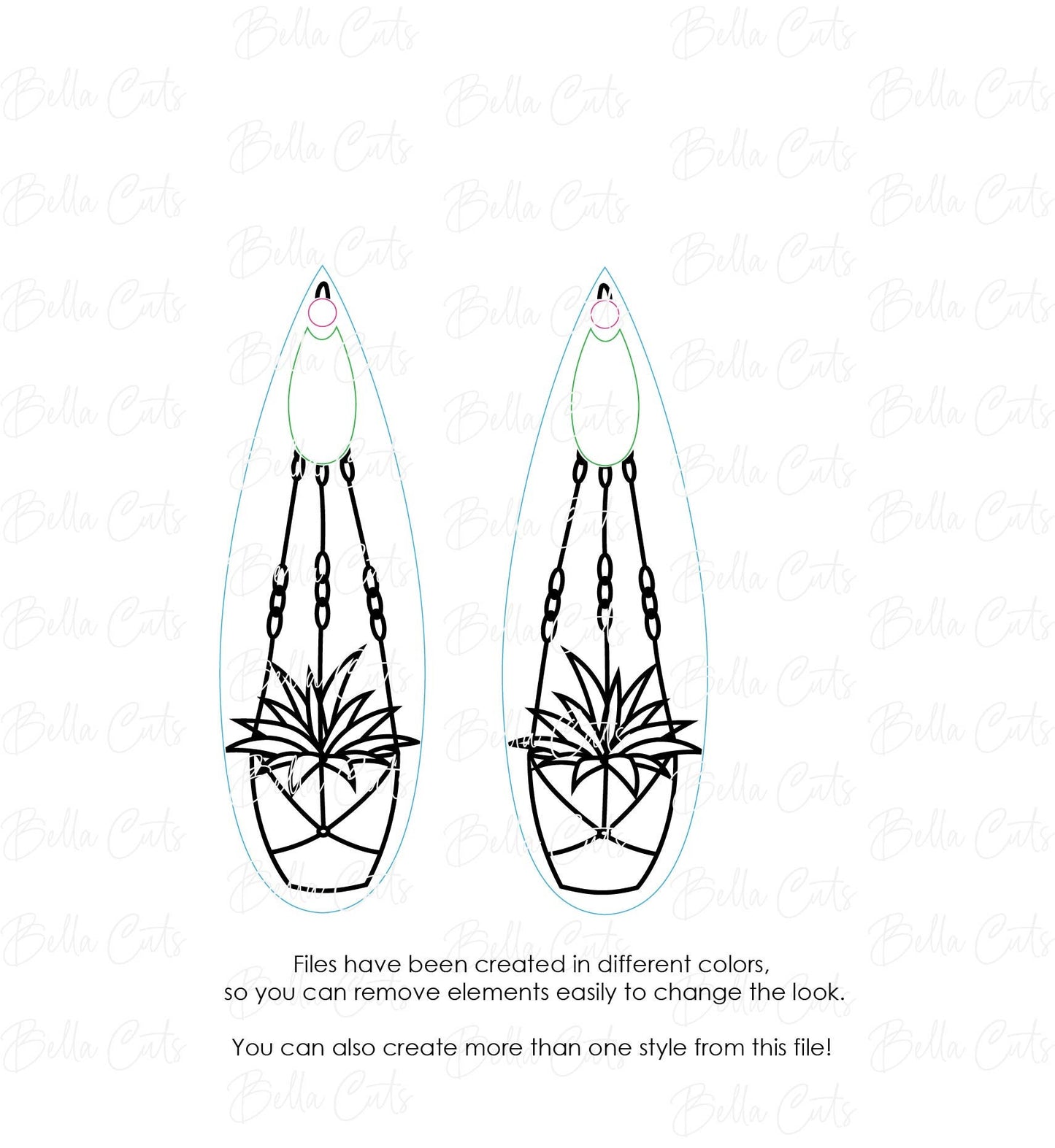 Plant Hanging Basket Gardner Laser Cut Engraved Earrings, Digital File Download, SVG DXF, Glowforge Ready, Commercial Use