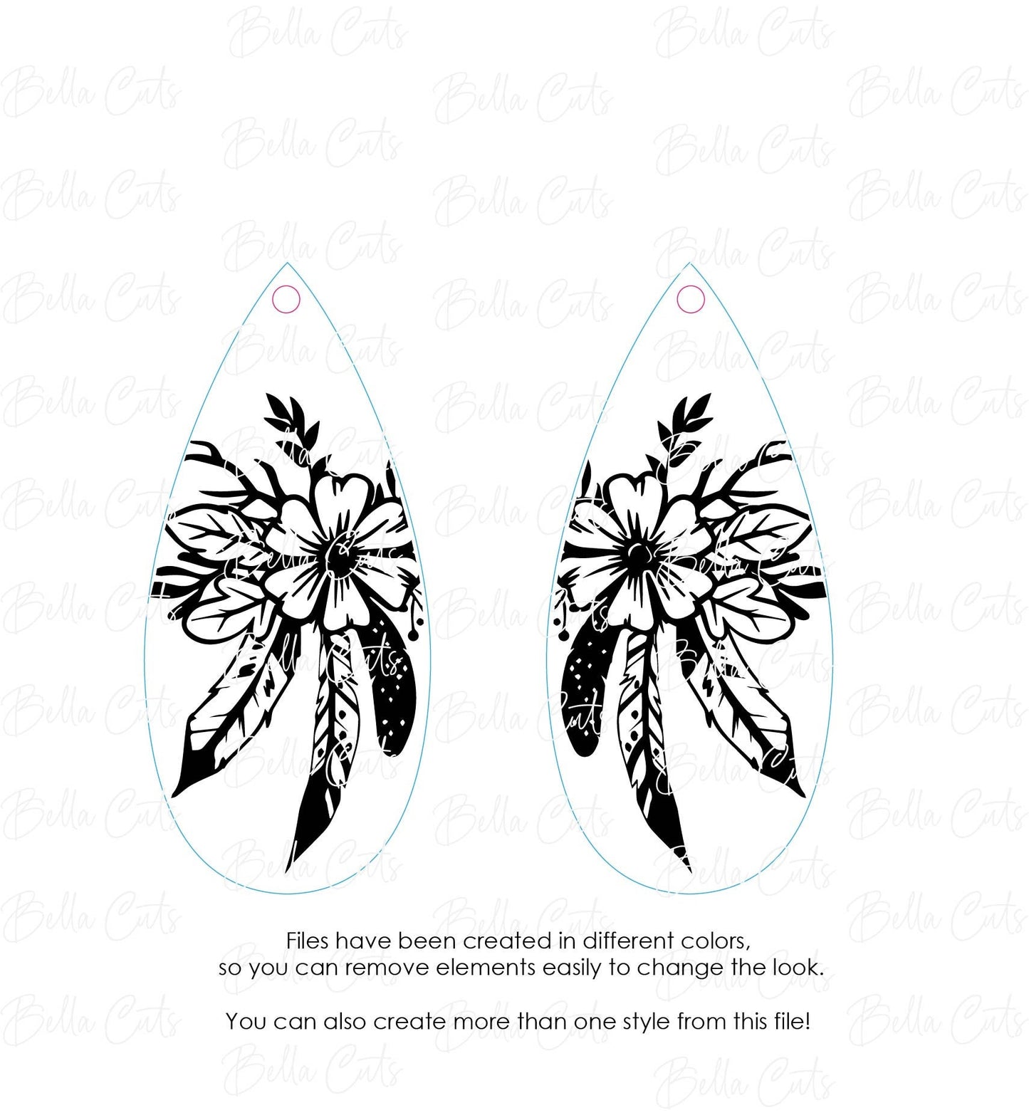 Boho laser cut dangle earring SVG file for wood or acrylic #138