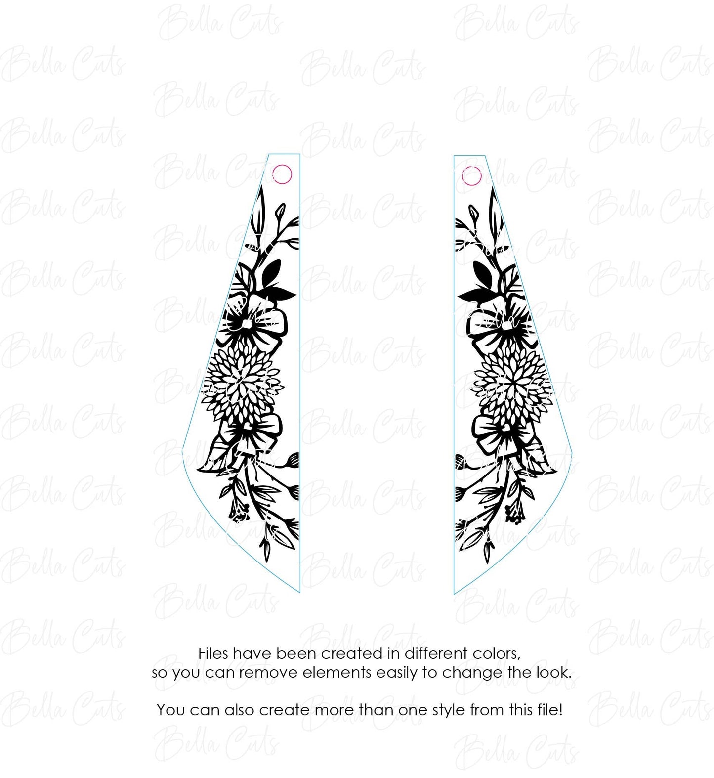 Floral Dangles Laser Cut Laser Engraved Earrings Digital File Download, SVG DXF, Glowforge Ready, Commercial Use #141