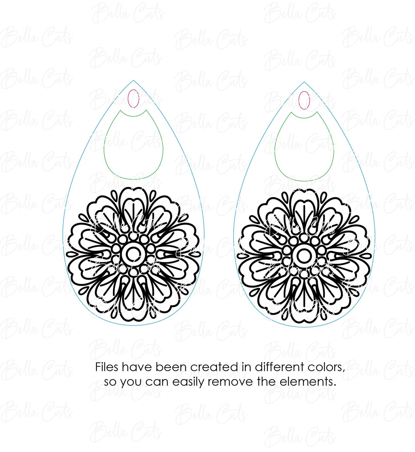 Henna Design Laser Cut Engraved Earrings, Digital File Download, SVG DXF, Glowforge Ready, Commercial Use #195