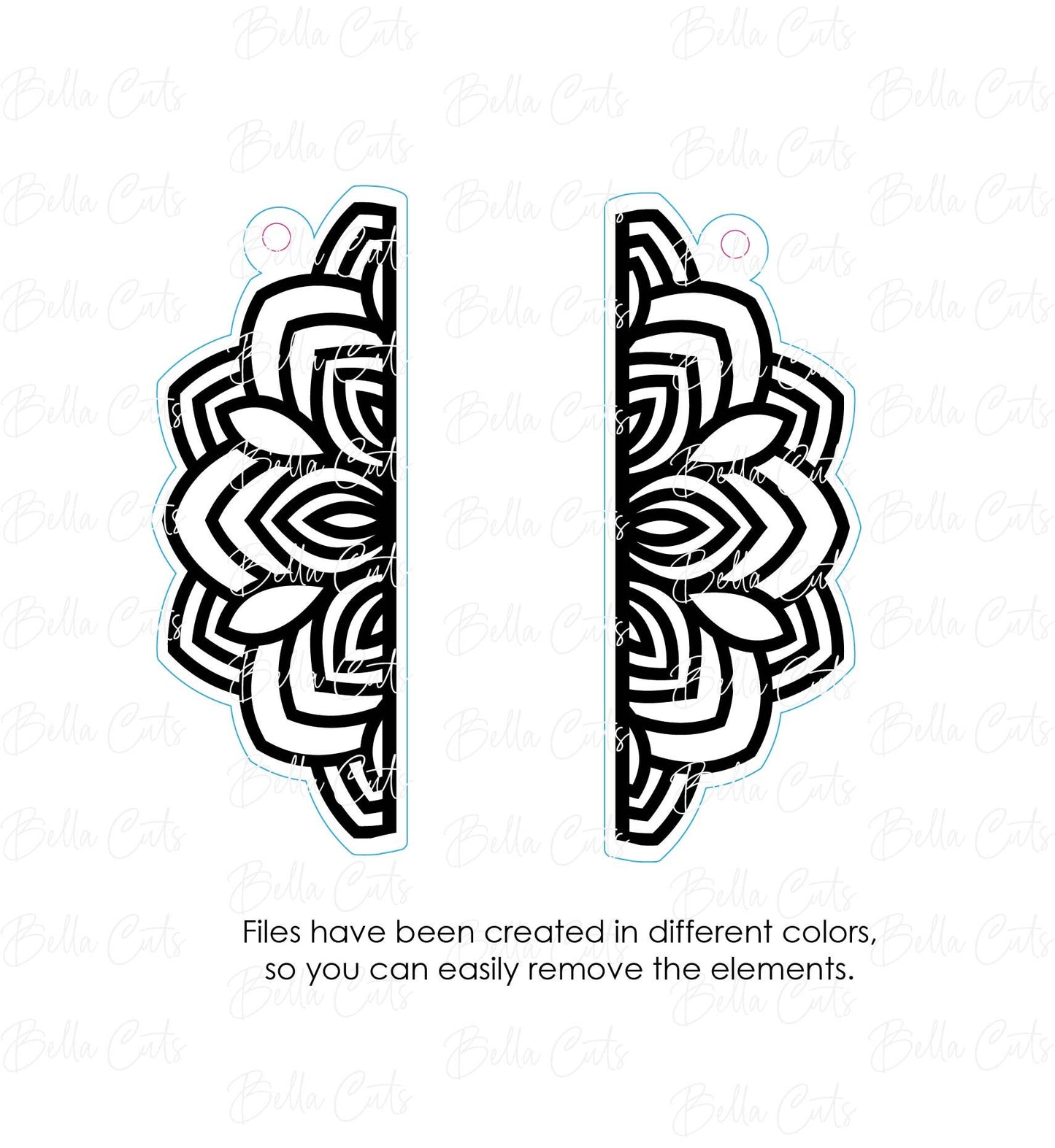 Mandala Floral Cut Engraved Earrings, Digital File Download, SVG DXF, Glowforge Ready, Commercial Use #217