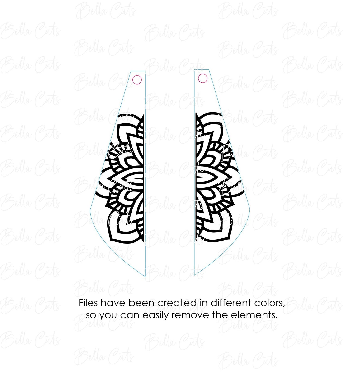 Mandala Floral Engraved Earrings, Digital File Download, SVG DXF, Glowforge Ready, Commercial Use #219