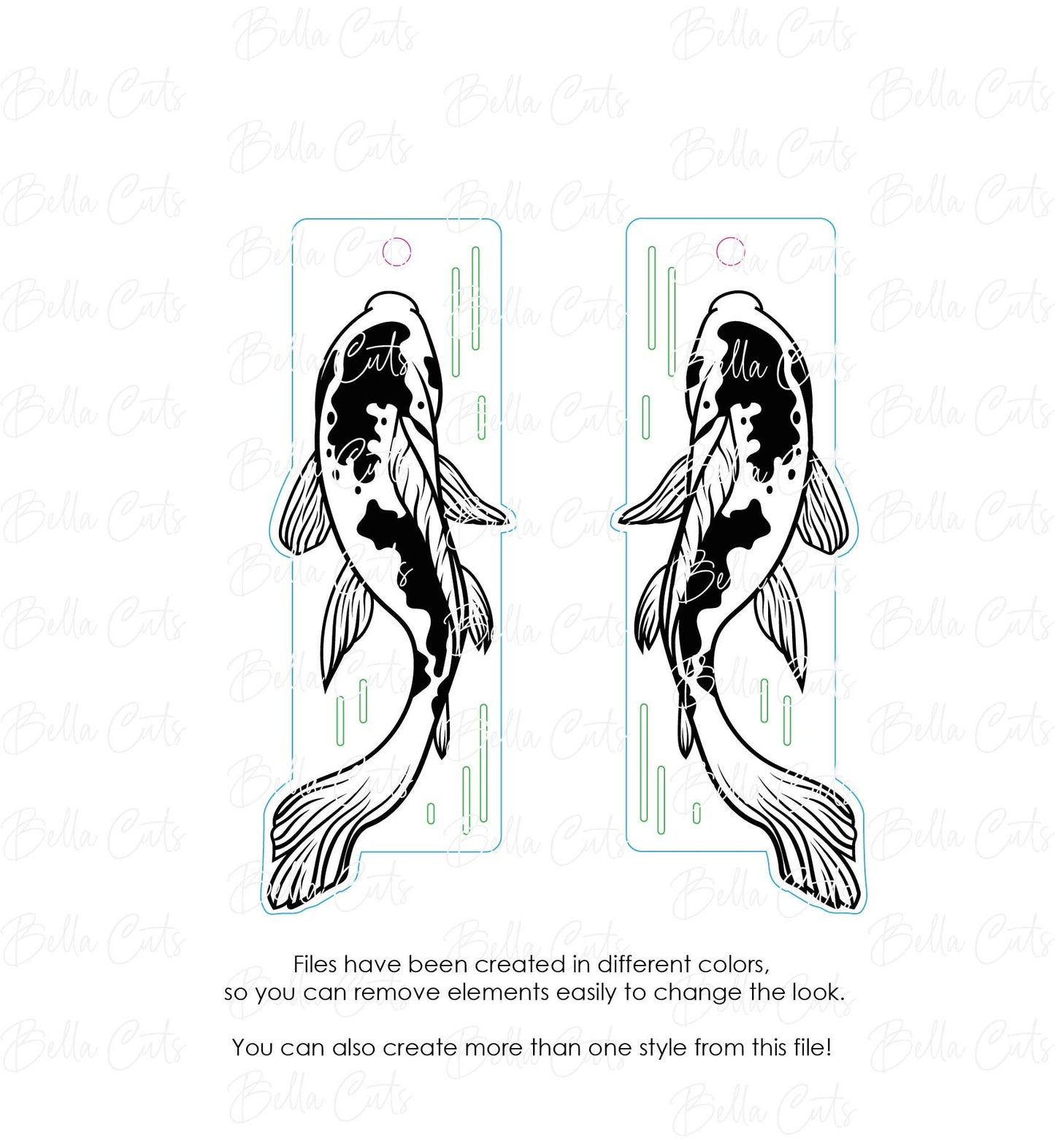 Koi Japanese Garden Rectangle Laser Cut Engraved Earrings, Digital File Download, SVG DXF, Glowforge Ready, Commercial Use #178