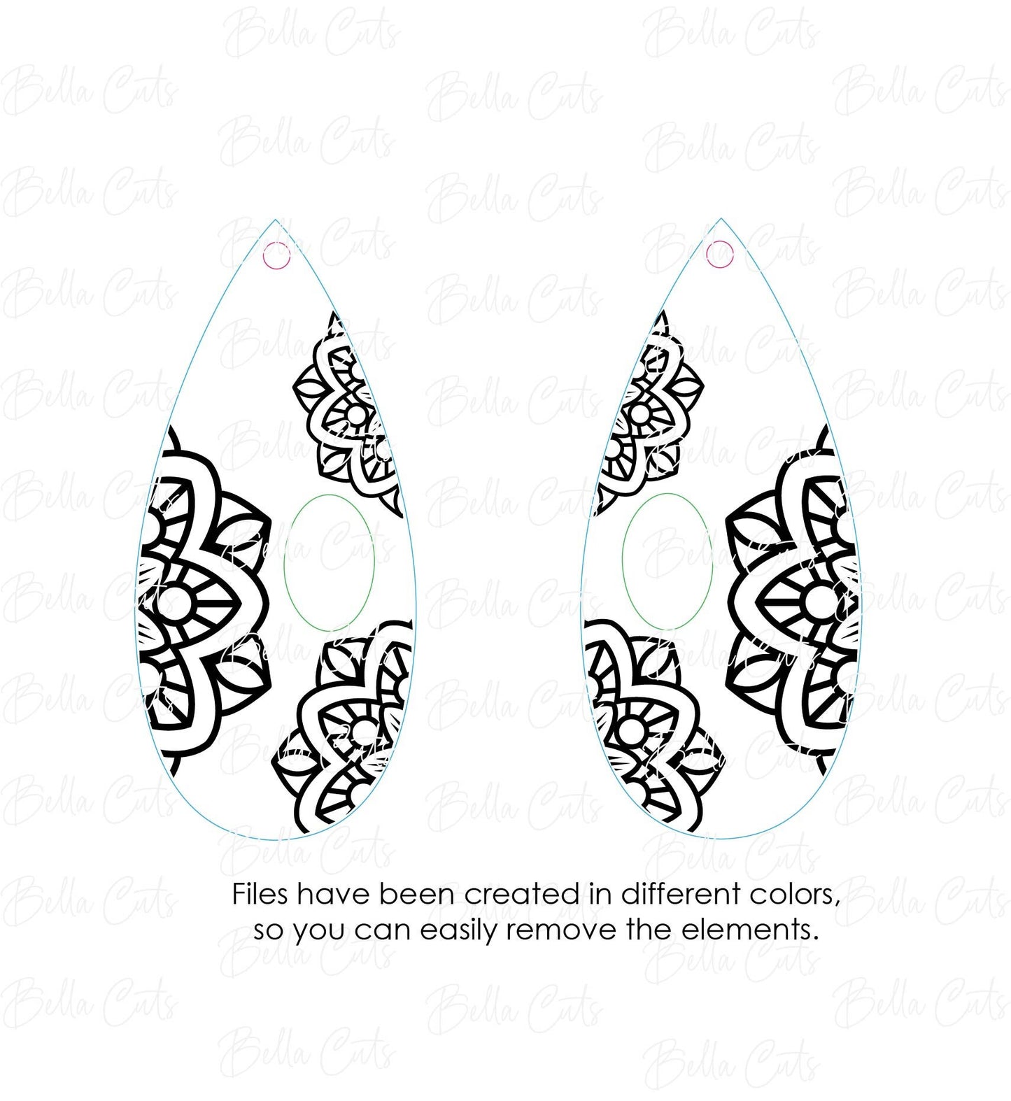 Mandala Drop Laser Cut Laser Engraved Earrings Digital File Download, SVG DXF, Glowforge Ready, Commercial Use #222