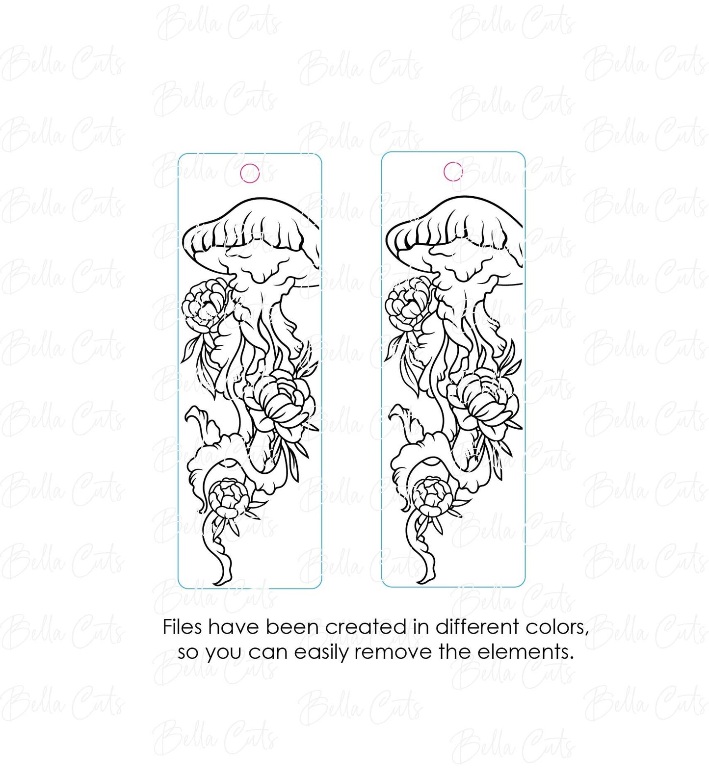 Jellyfish Laser Cut Engraved Earrings, Digital File Download, SVG DXF, Glowforge Ready, Commercial Use #192