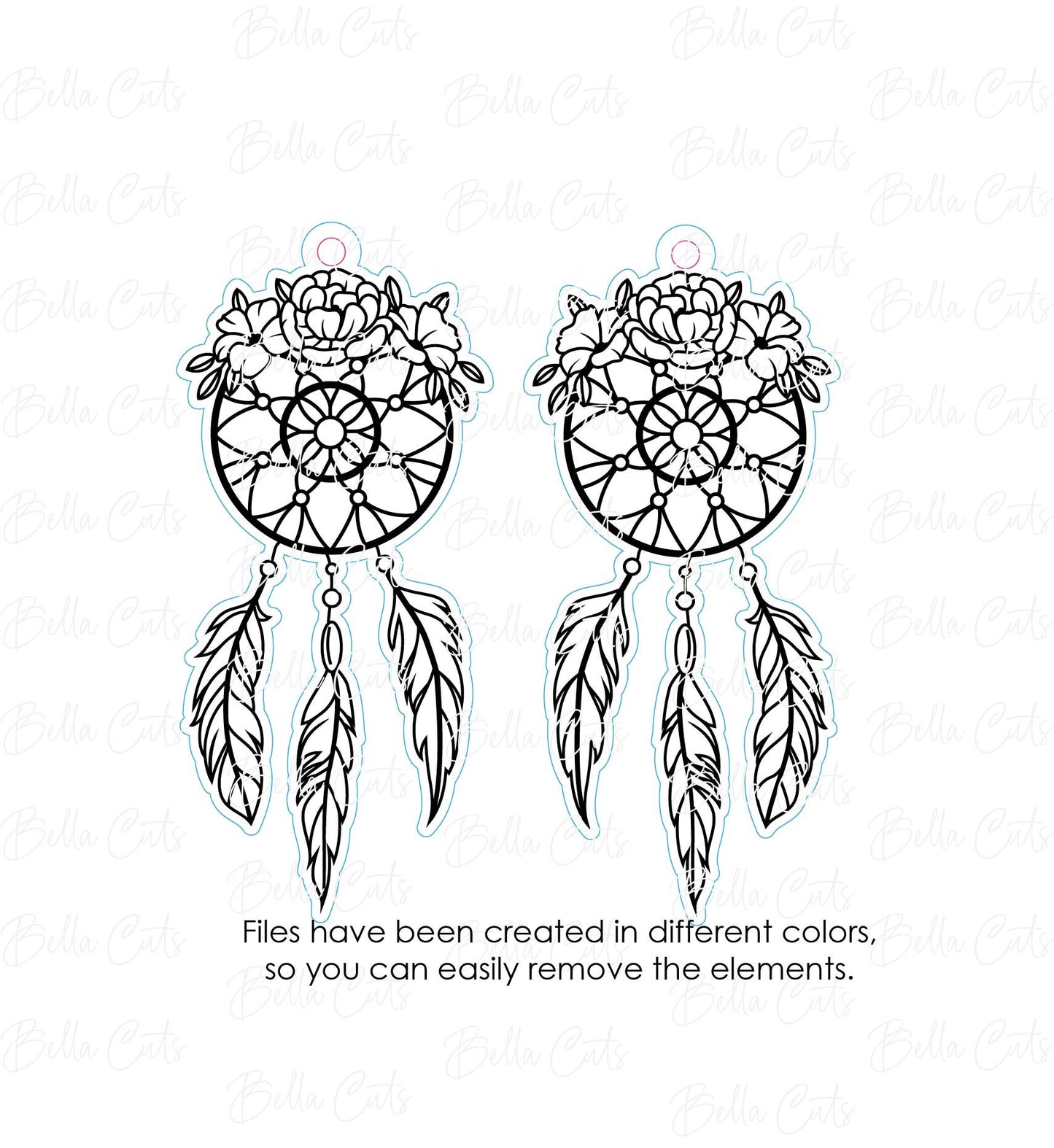 Dreamcatcher laser cut earring SVG file for wood or acrylic #235