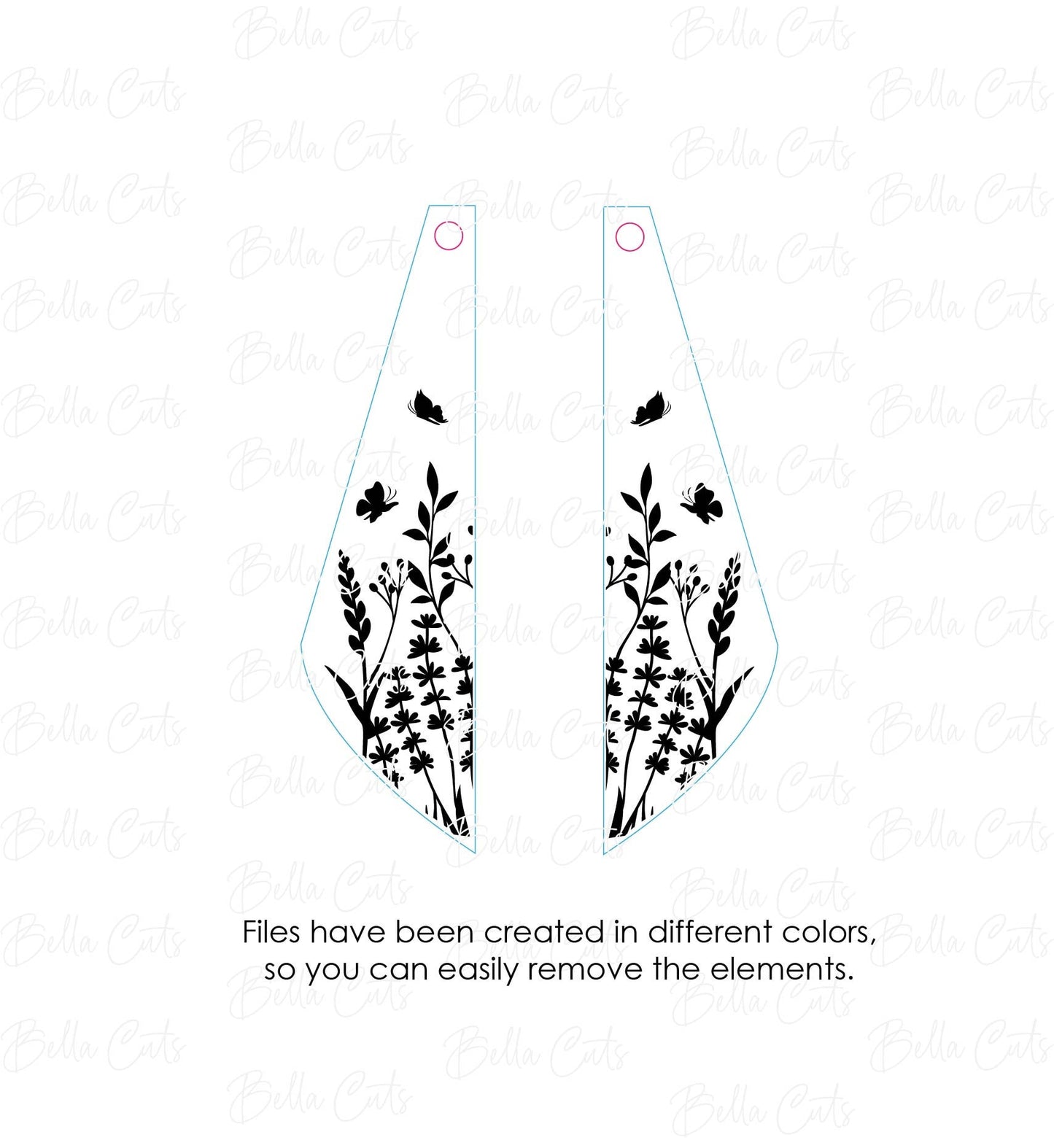 Butterfly Garden laser cut dangle earring SVG file for wood or acrylic #260