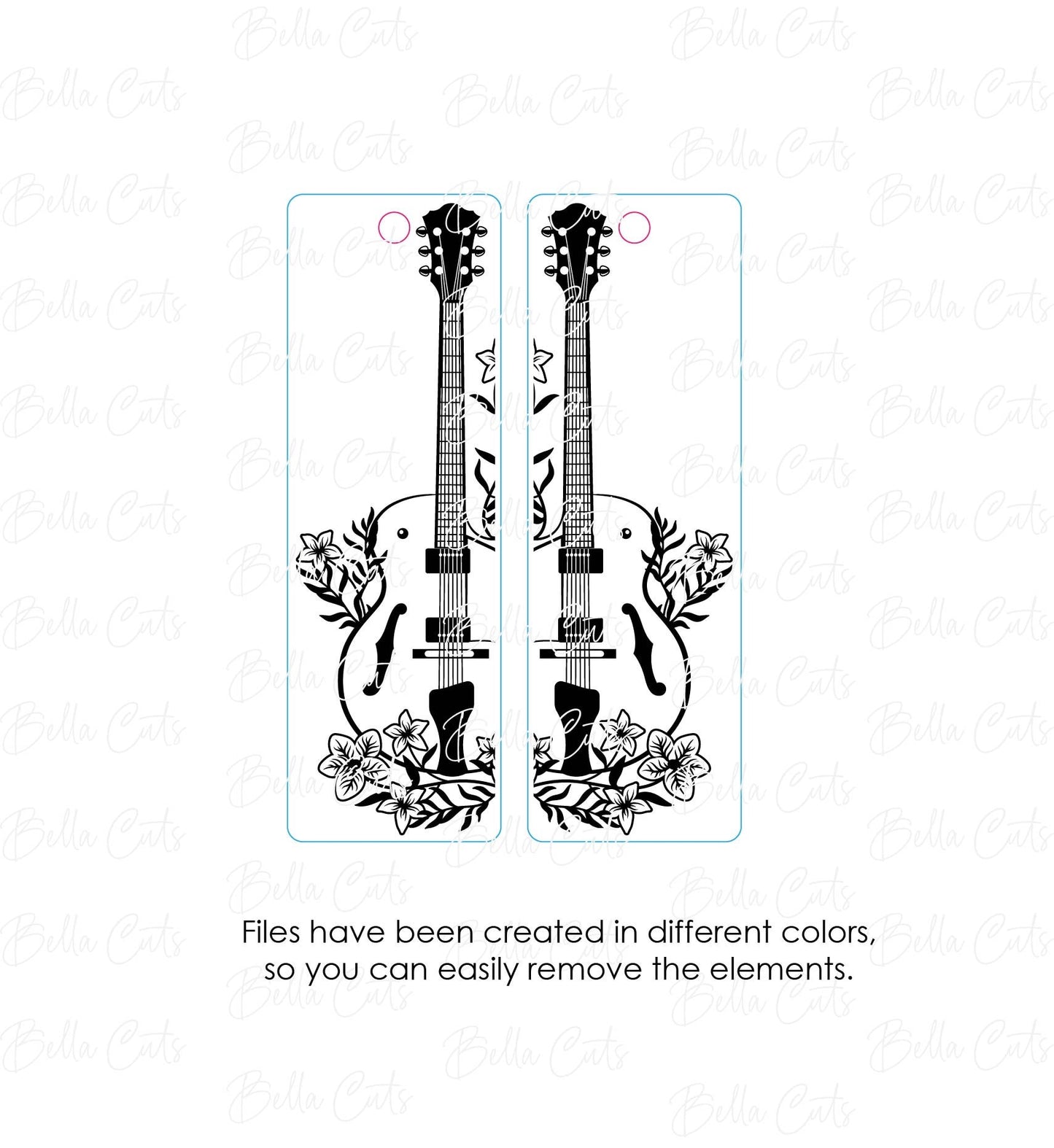 Guitar Music Laser Cut Engraved Earrings, Digital File Download, SVG DXF, Glowforge Ready, Commercial Use #274