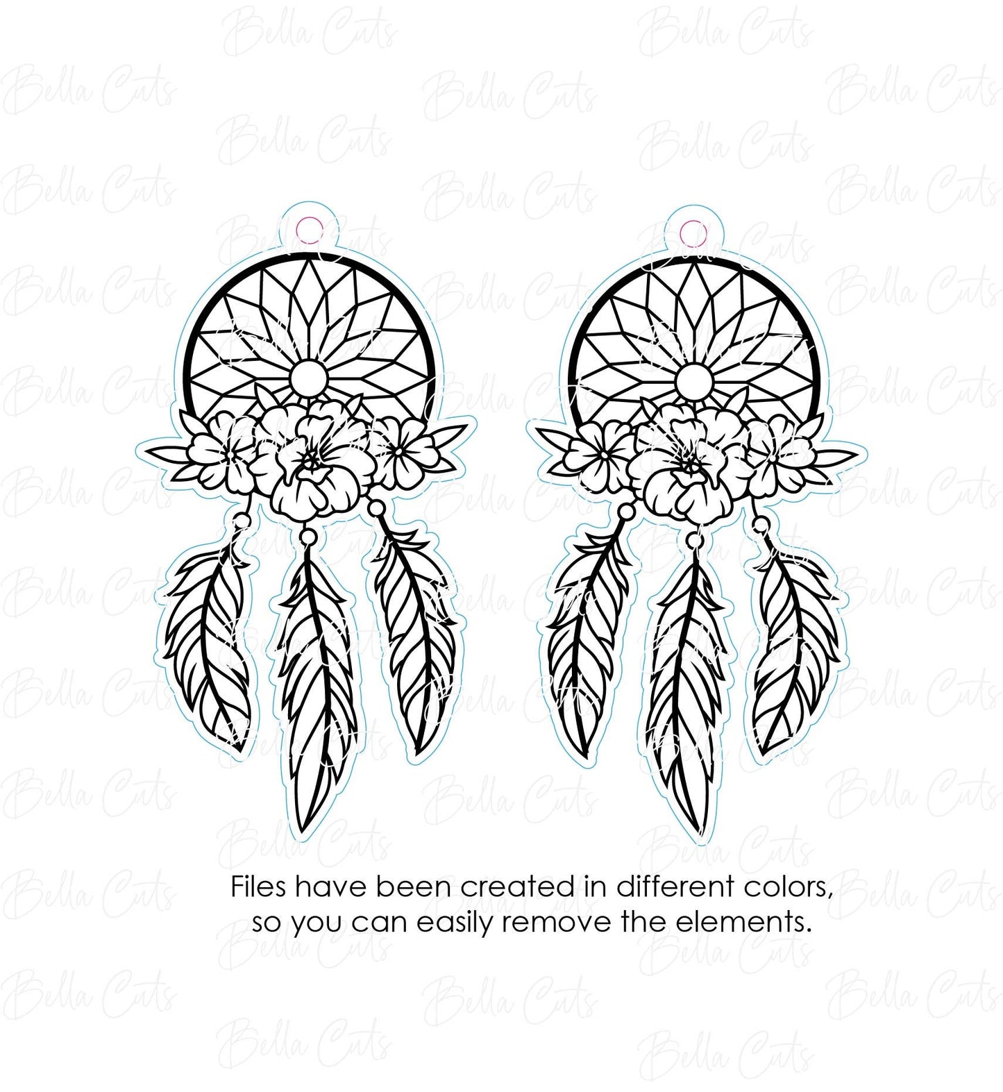 Dreamcatcher Boho Laser Cut Engraved Earrings, Digital File Download, SVG DXF, Glowforge Ready, Commercial Use #237
