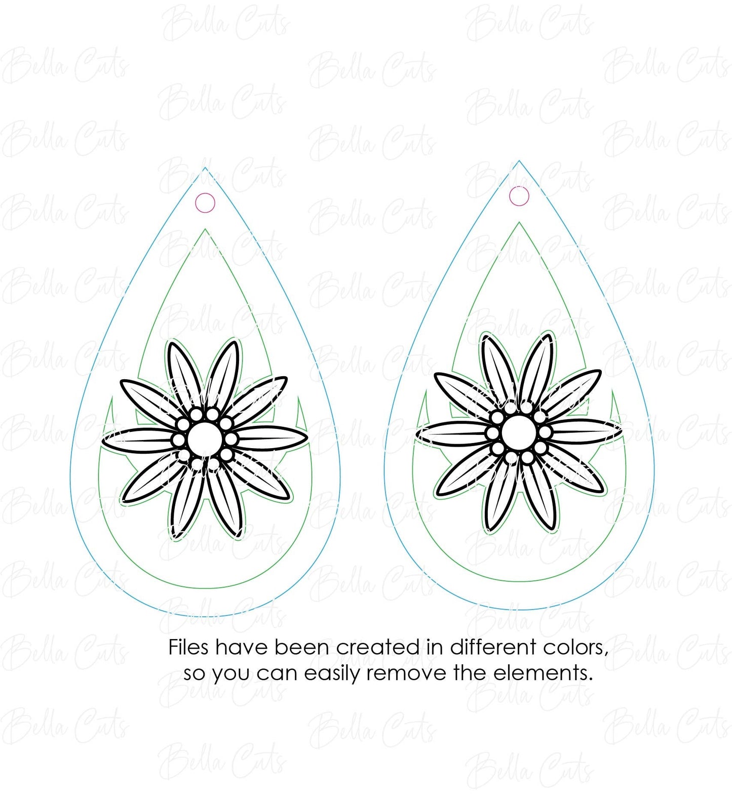 Daisy Floral Laser Cut Engraved Earrings, Digital File Download, SVG DXF, Glowforge Ready, Commercial Use #242