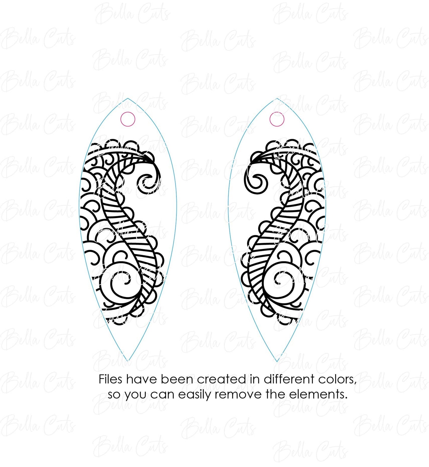 Mandala Paisley Laser Cut Engraved Earrings, Digital File Download, SVG DXF, Glowforge Ready, Commercial Use #241