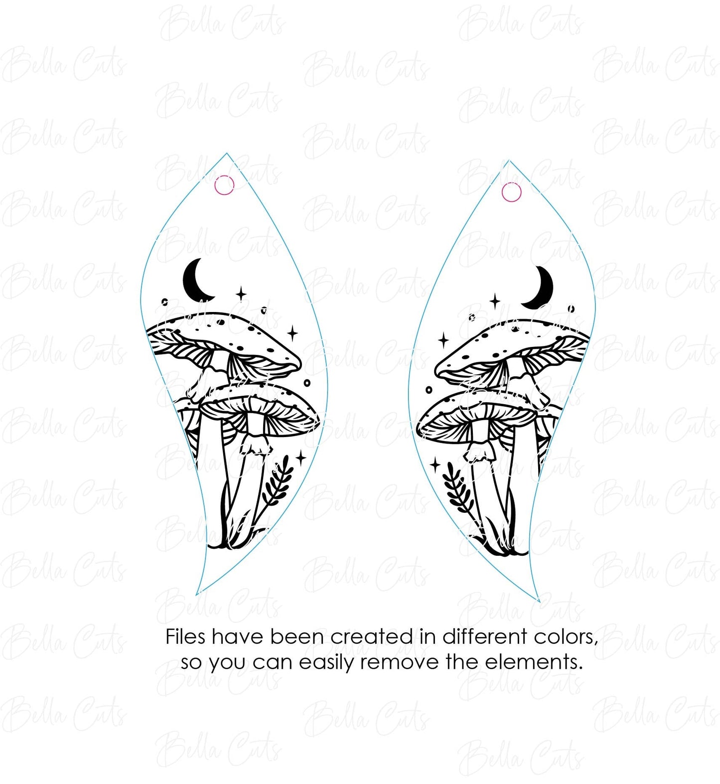 Mushroom Laser Cut Engraved Earrings, Digital File Download, SVG DXF, Glowforge Ready, Commercial Use #203