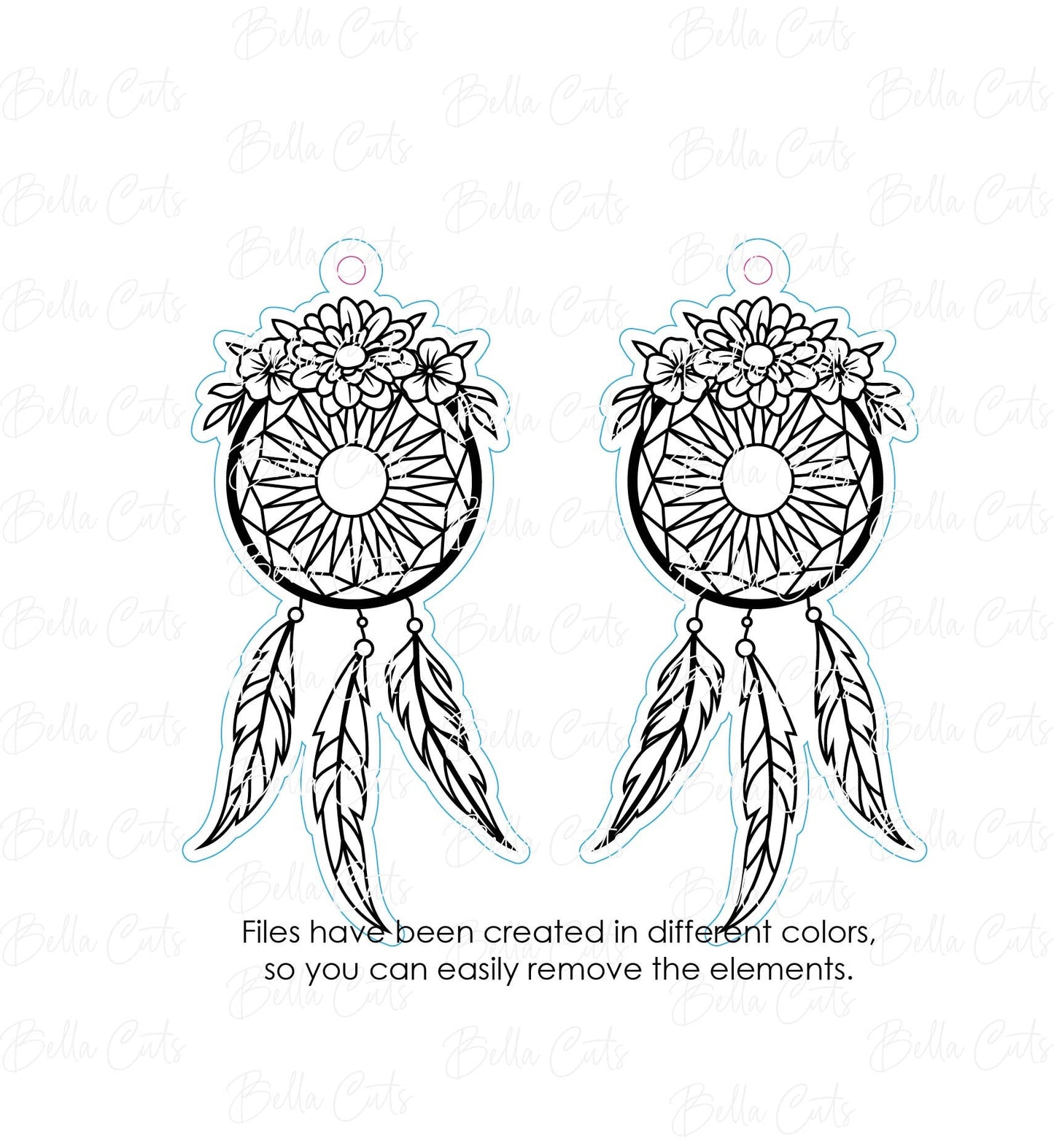 Dreamcatcher laser cut earring SVG file for wood or acrylic #234