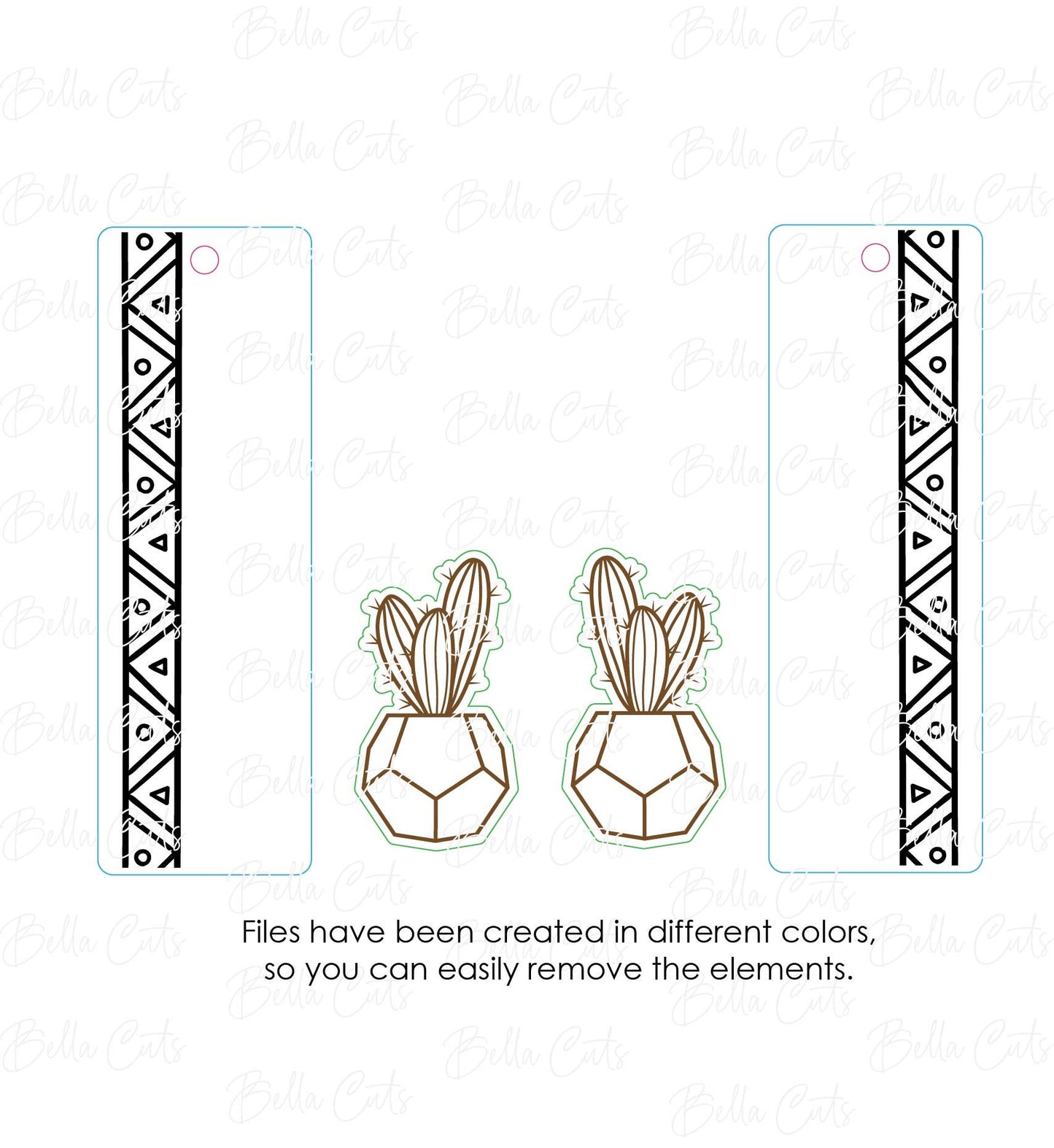 Cactus 2 in 1 Drop laser cut dangle earring SVG file for wood or acrylic #285