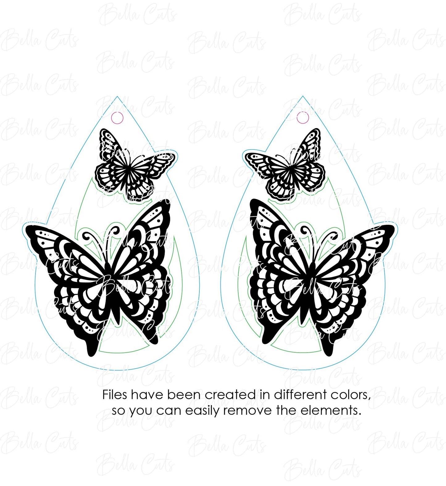 Butterfly Floral laser cut dangle earring SVG file for wood or acrylic #294