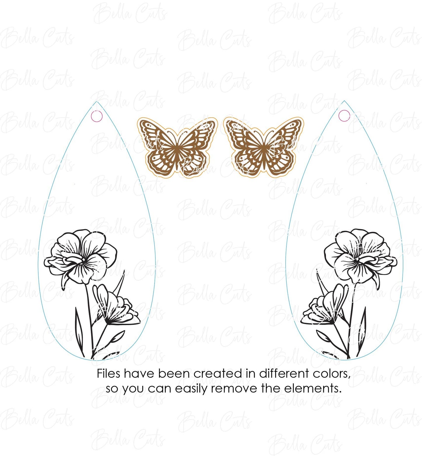 Butterfly 2 in 1 laser cut dangle earring SVG file for wood or acrylic #288