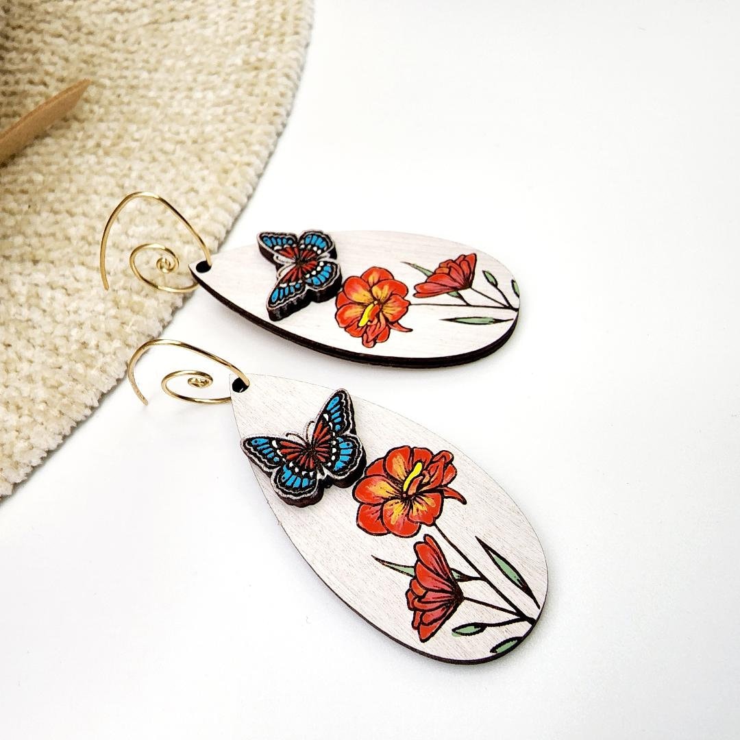 Butterfly 2 in 1 laser cut dangle earring SVG file for wood or acrylic #288