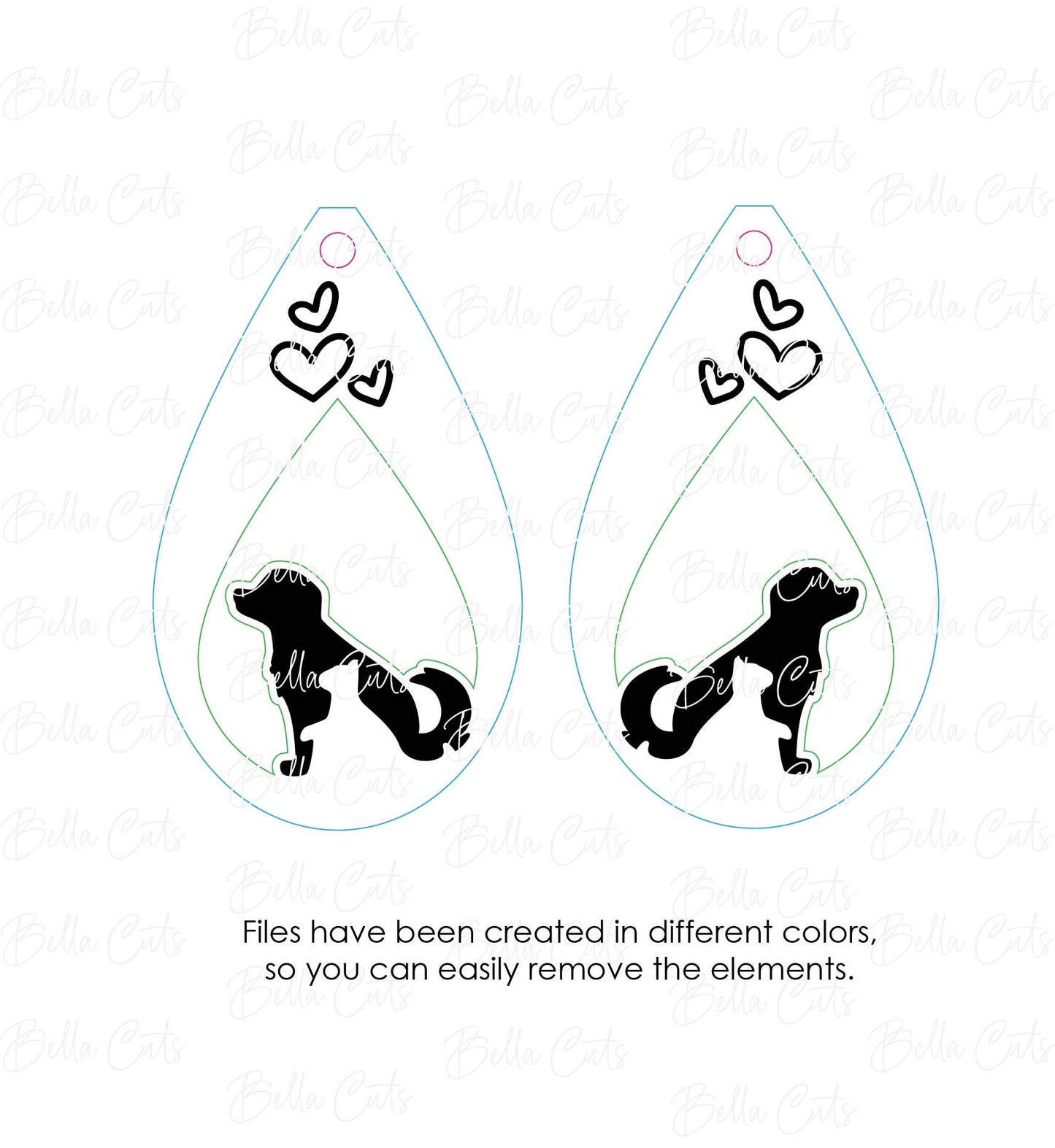 Dog and Cat Earring, Pet Heart Earring, Glowforge Files, Earring Svg, Laser Cut Files, Digital File Download, SVG DXF, Commercial Use #269