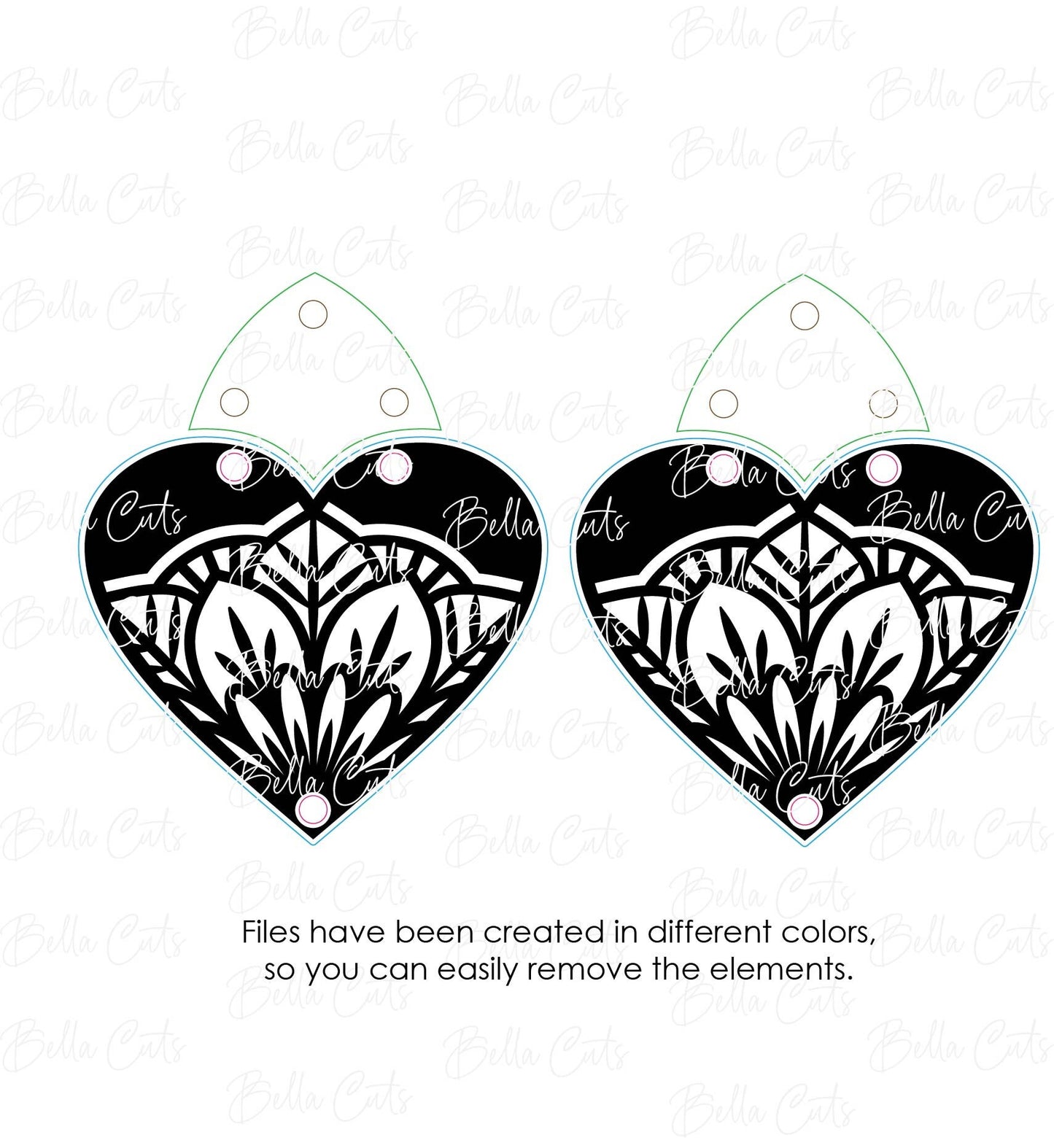 Heart Valentine Drop Earring, Laser Cut Engraved Earrings, Digital File Download, SVG DXF, Glowforge Ready, Commercial Use #321