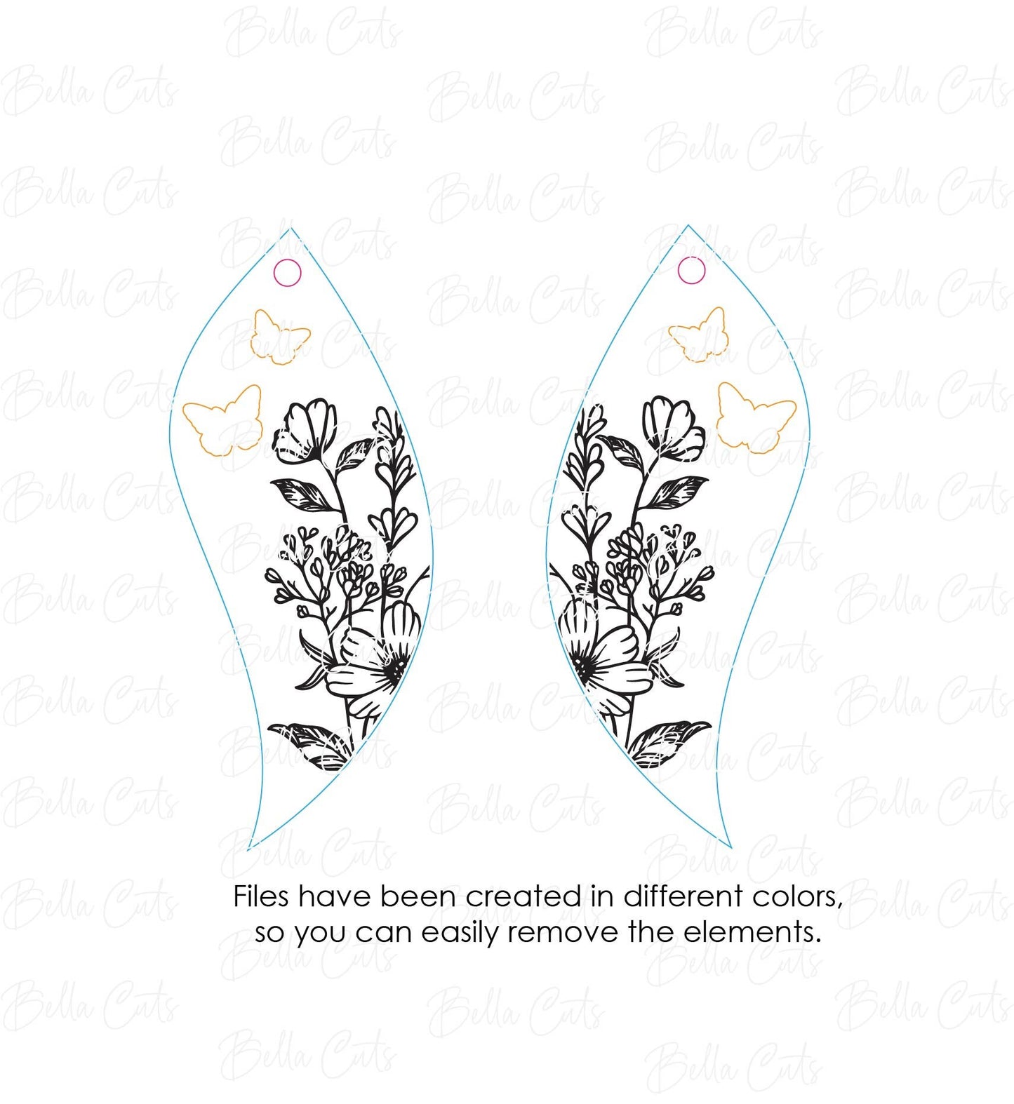 Butterfly Floral laser cut dangle earring SVG file for wood or acrylic #290