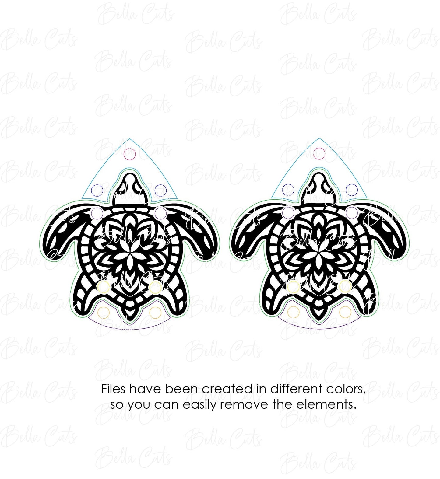 Sea Turtle Earring Svg, Mandala Drop Earrings Acrylic, Beach Laser File, Wood Earrings Svg, Acrylic Earring Svg, Commercial Use #335