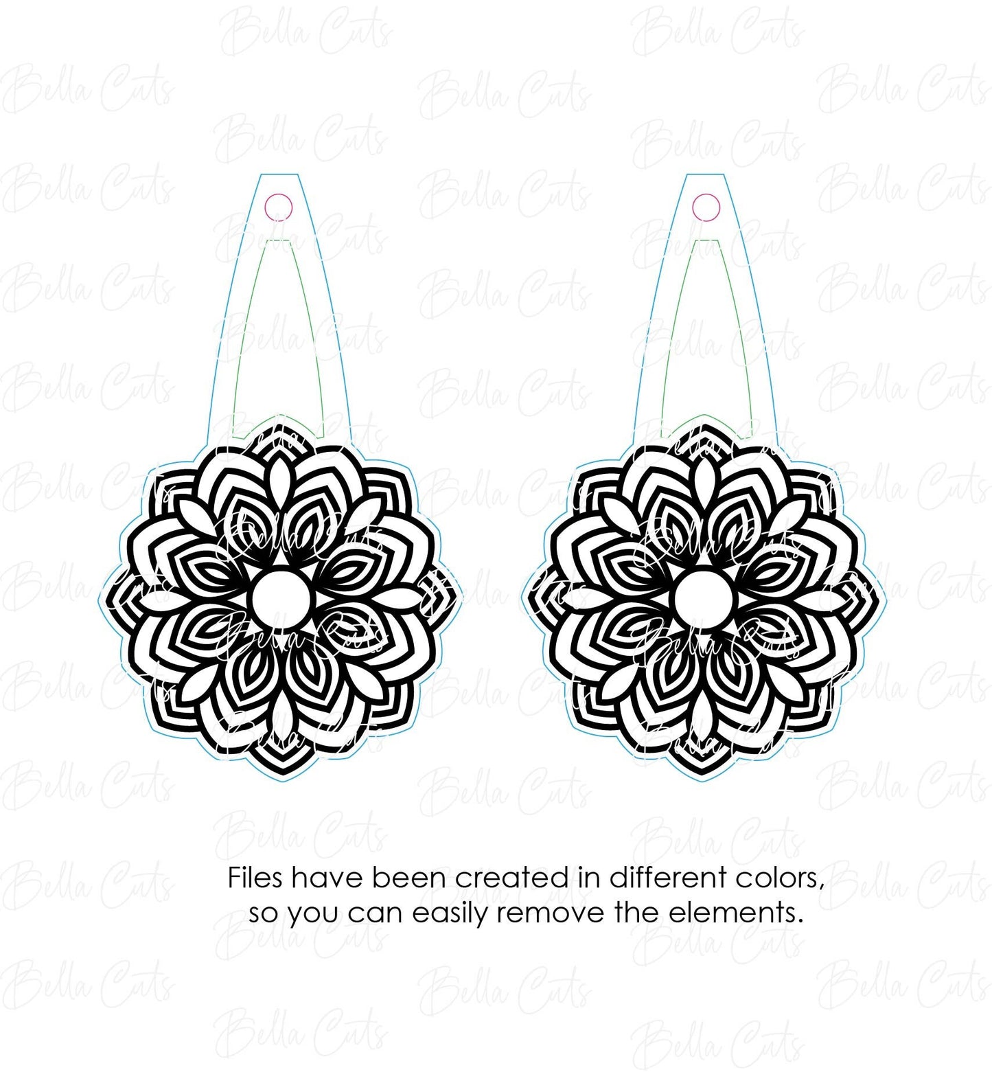 Mandala laser cut dangle earring SVG file for wood or acrylic #280