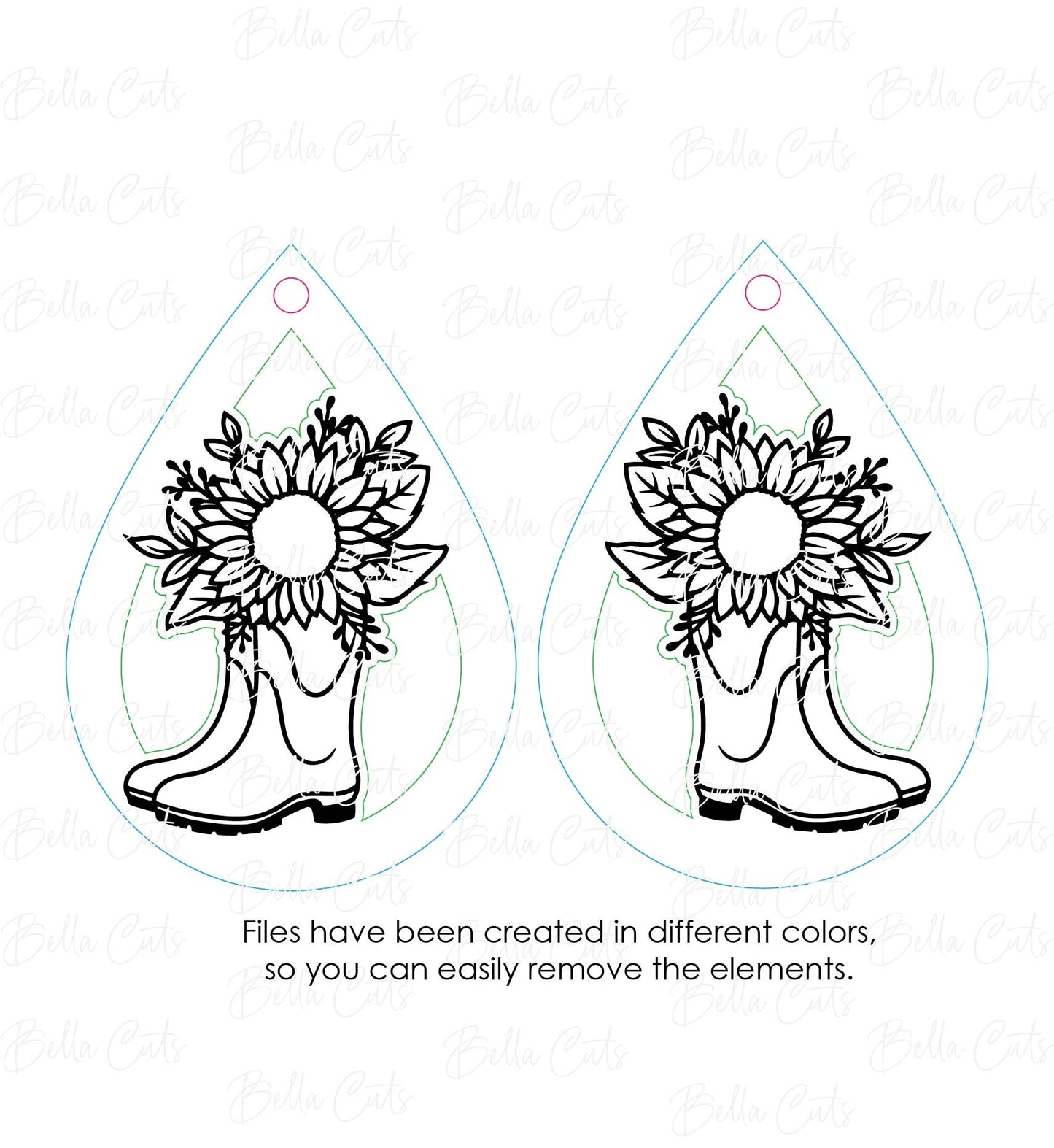 Rain Boots Flower Earrings Svg, Laser Cut File, Earring Design Files, Movie Wood Earrings Svg, Acrylic Earring Svg, Commercial Use #310