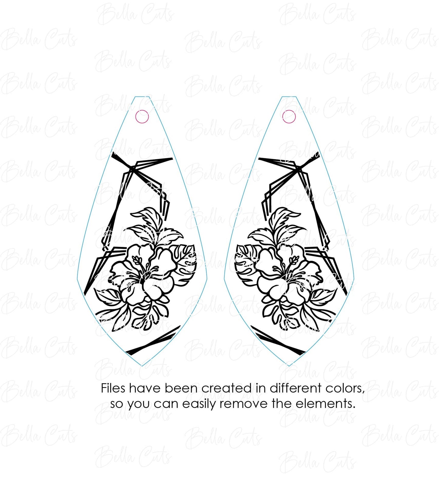 Tropical Flower Earrings Svg, Laser Cut File, Earring Design Files, Hibiscus Wood Earrings Svg, Acrylic Earring Svg, Commercial Use #328