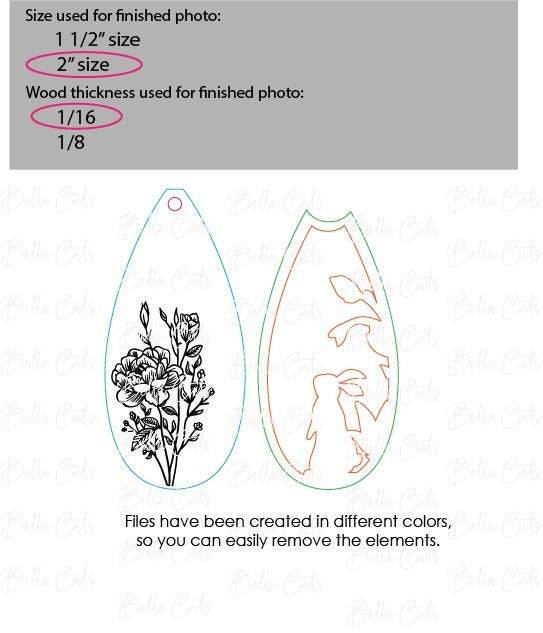 Rabbit Easter laser cut dangle earring SVG file for wood or acrylic #348