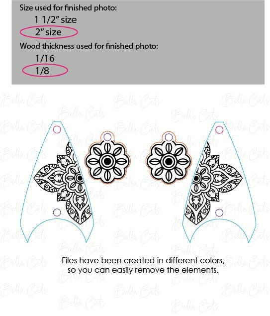 Mandala Earring Svg, Drop Earrings Acrylic, Laser File, Floral Wood Earrings Svg, Acrylic Earring Svg, Commercial Use #354