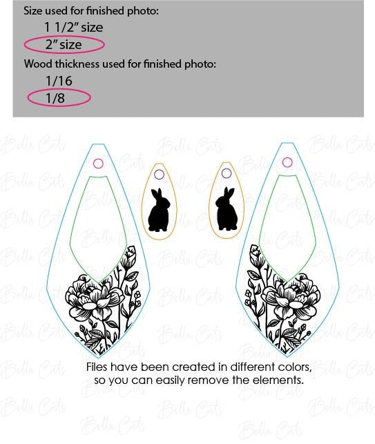 Rabbit Earring Svg, Bunny Drop Earrings Acrylic, Easter Laser File, Wood Earrings Svg, Acrylic Earring Svg, Commercial Use #351