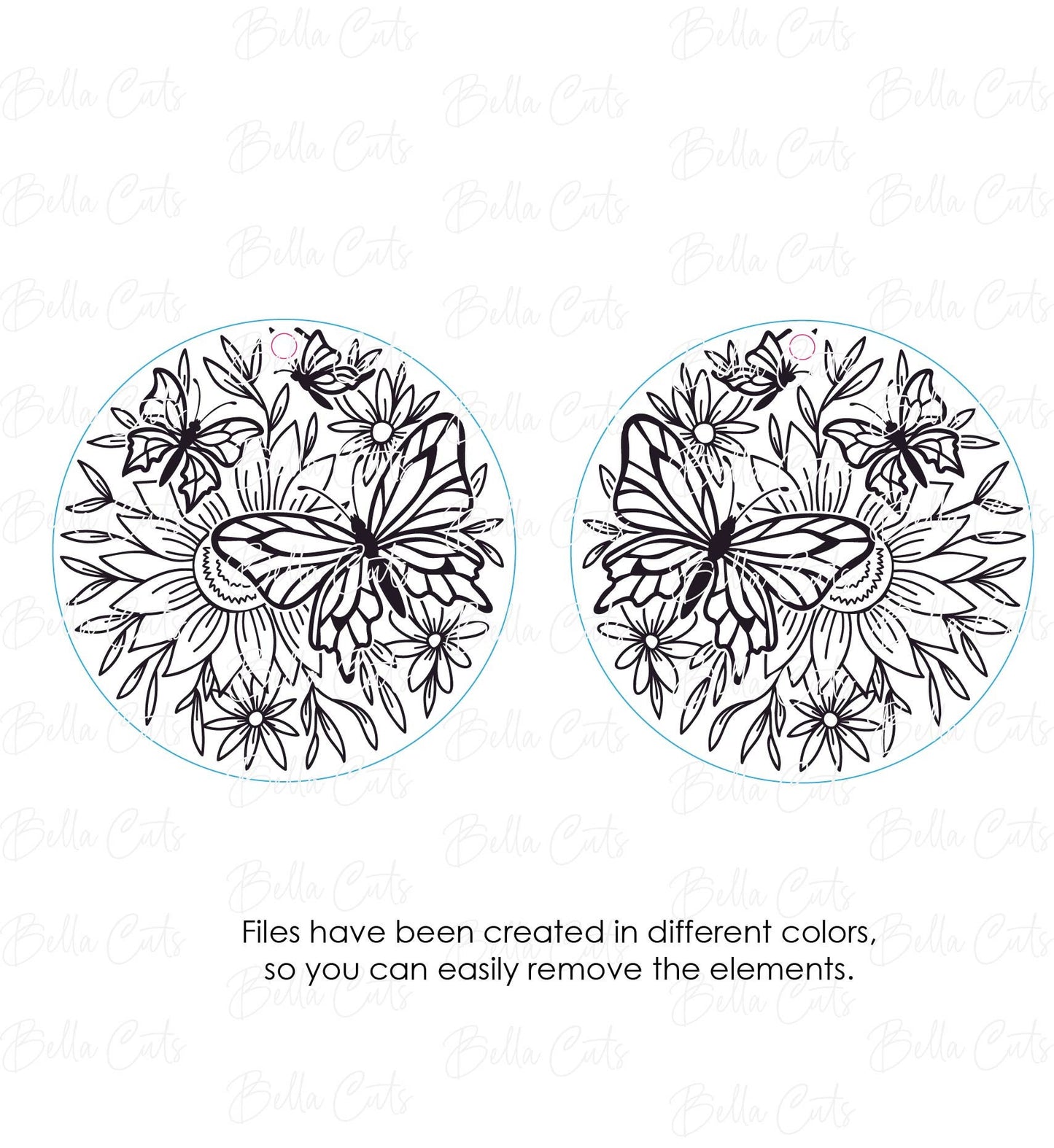 Butterfly Round laser cut dangle earring SVG file for wood or acrylic #324