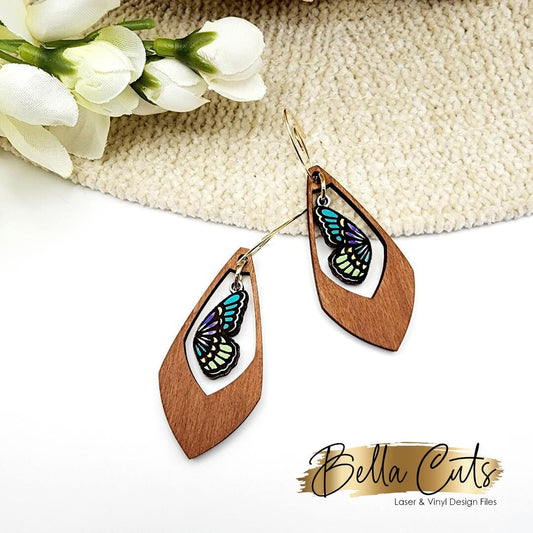 Butterfly Wing Earring Svg, Earring Svg Files, Laser Cut Svg, Instant Digital Download, Dangle Butterfly Earrings #396