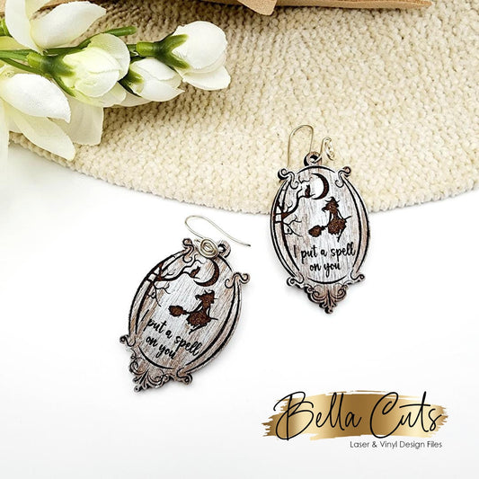 Witch Earrings Svg, Earring Svg Files, Laser Cut Svg, Instant Digital Download, Halloween Witchy Earrings #426