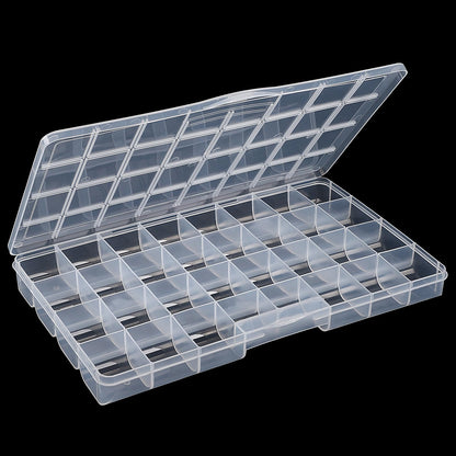 Udefineit 2 Pack 32 Grids Large Plastic Organizer Boxes with Dividers, Transparent Craft Storage Container Case, Bead Storage Organizer, Clear Storage Box for Nail Jewelry Fishing Tackle Snack Diamond