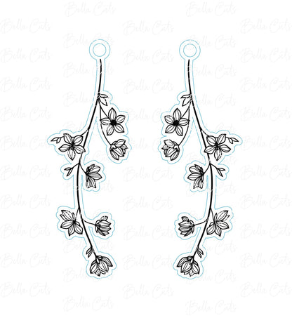 Floral Branch Laser Engraved Earrings Digital File Download, SVG DXF, Glowforge Ready, Commercial Use