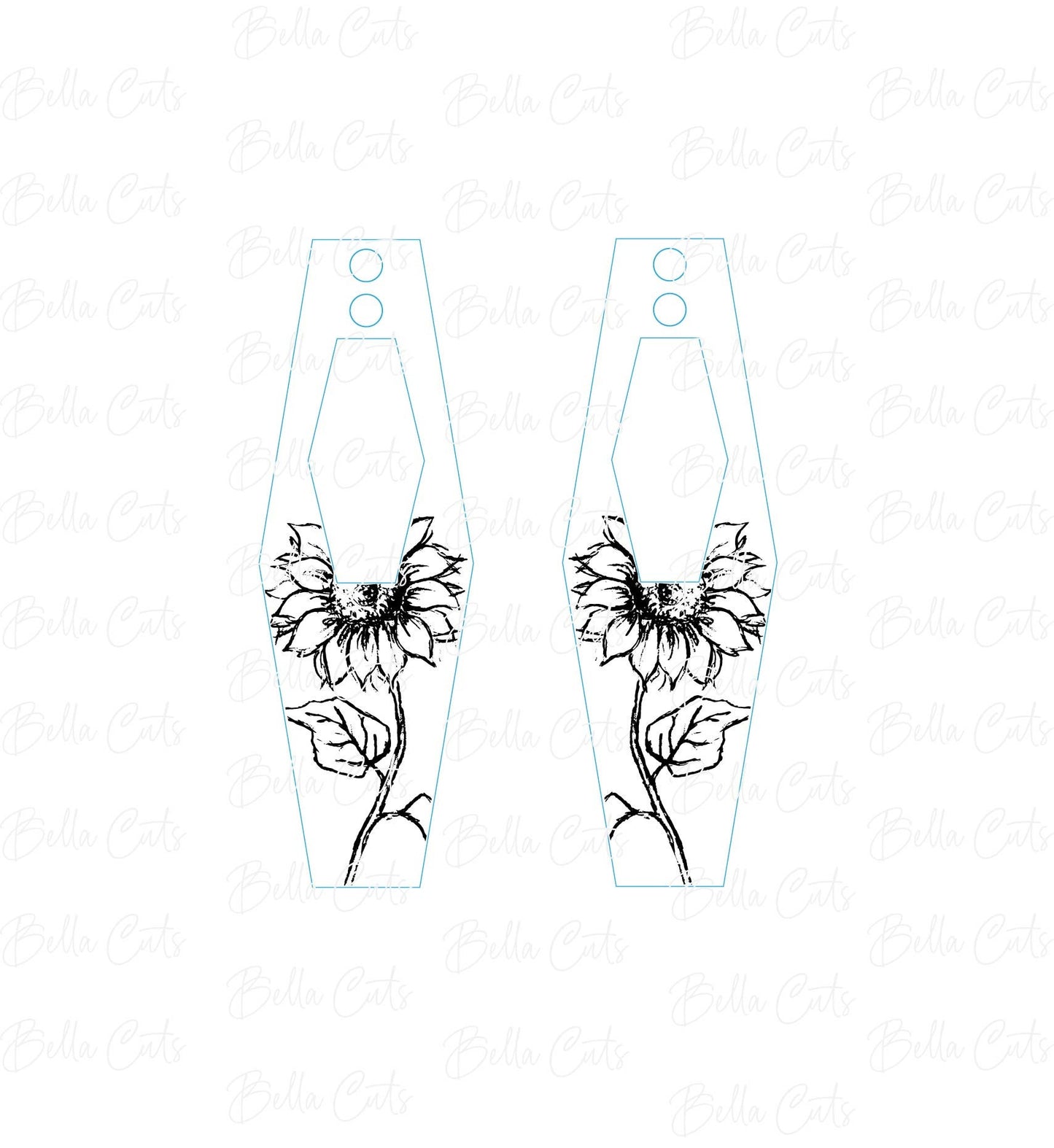 Vintage Sunflower Laser Engraved Earrings Digital File Download, SVG DXF, Glowforge Ready, Commercial Use