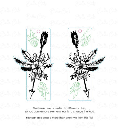 Floral Rustic Boho Arrows Laser Cut Laser Engraved Earrings Digital File Download, SVG DXF, Glowforge Ready, Commercial Use #137